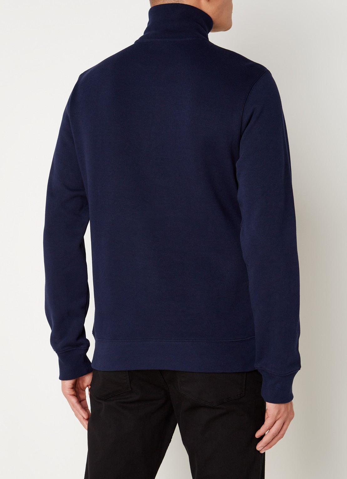 Lacoste Fijngebreide pullover met halve rits - achterkant 5 blauw