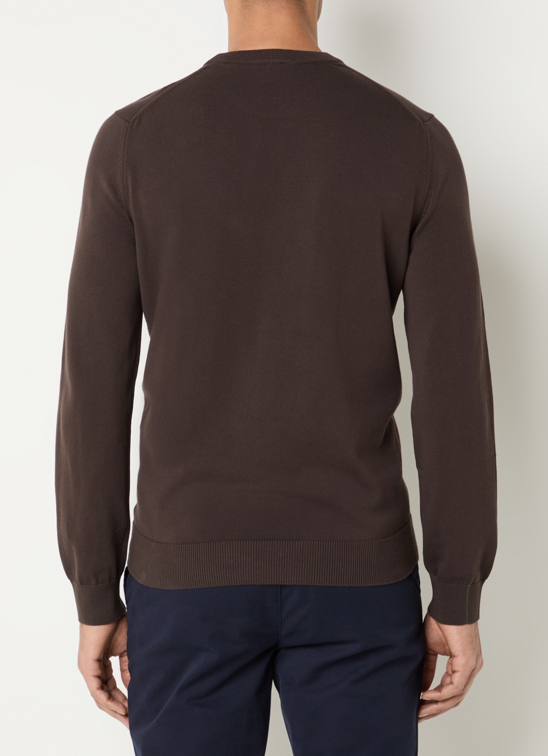 Lacoste Fijngebreide pullover met logo - achterkant donkerbruin