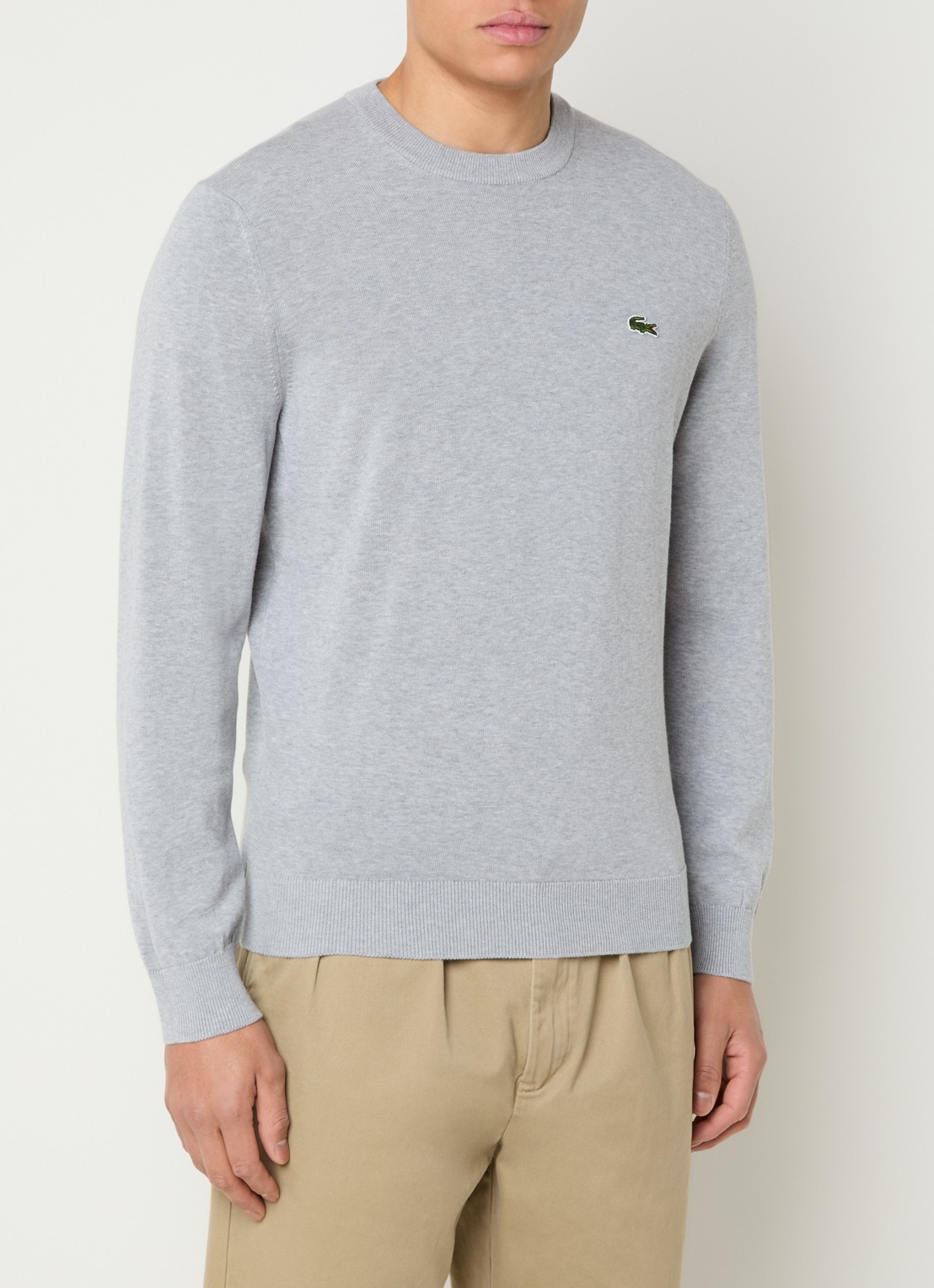 Lacoste Fijngebreide pullover met logo - detail 4 grijs