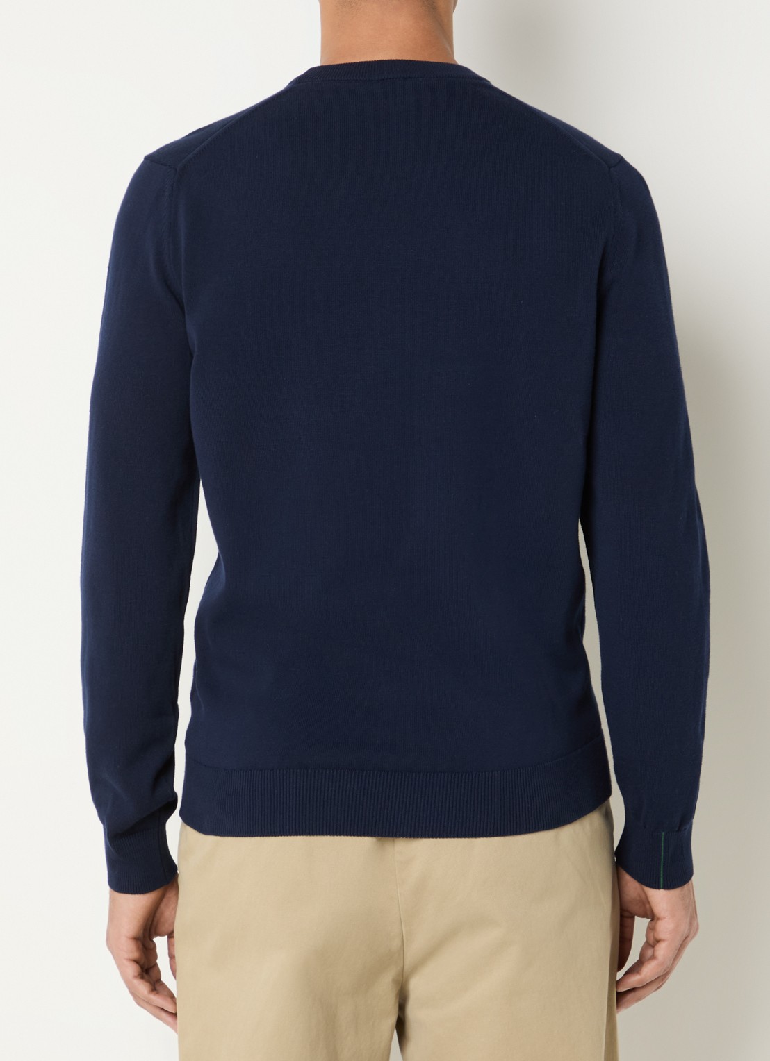 Lacoste Fijngebreide pullover met logo - achterkant donkerblauw
