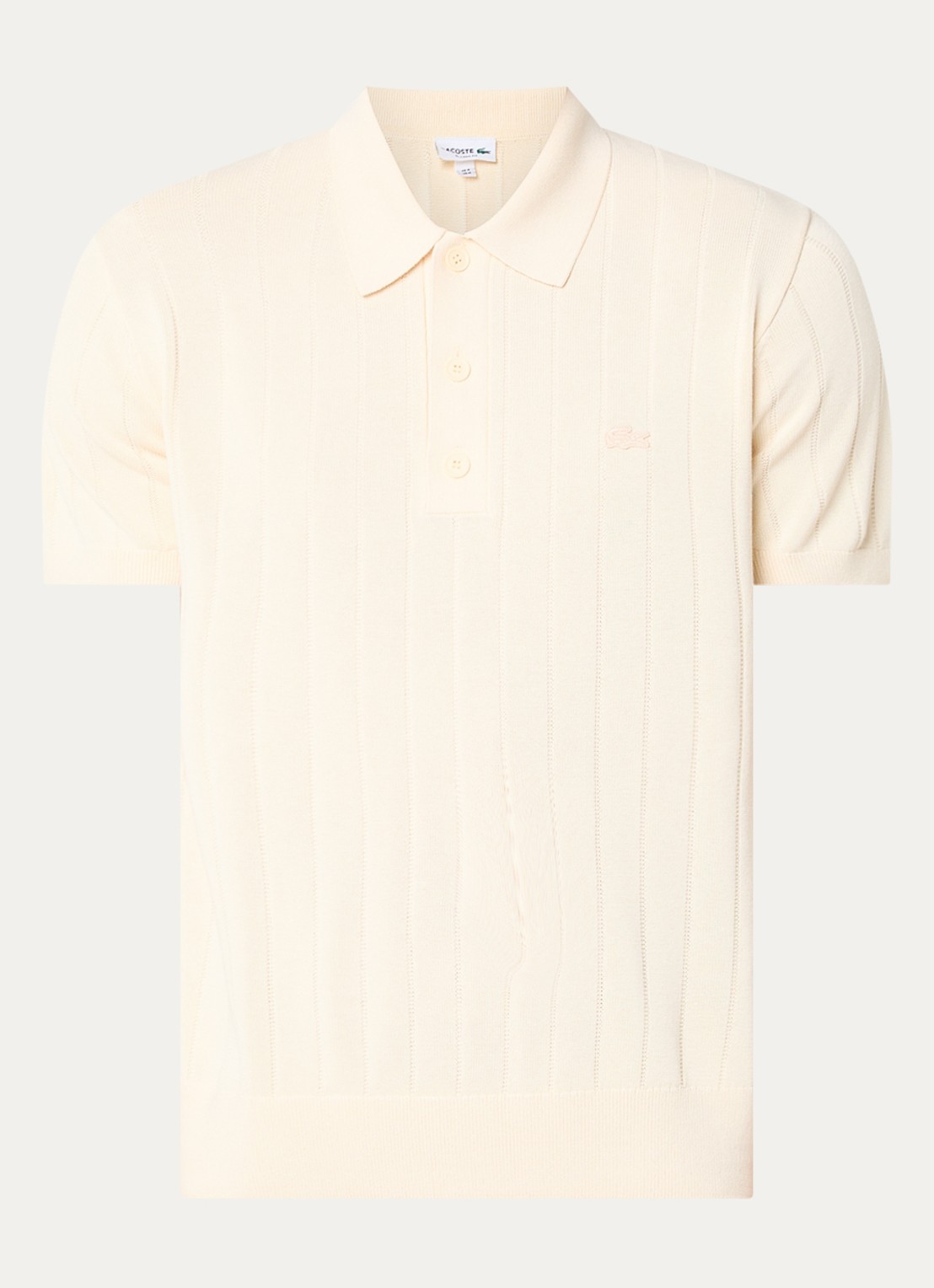 Lacoste Fijngebreide pullover met logo - voorkant 5 creme