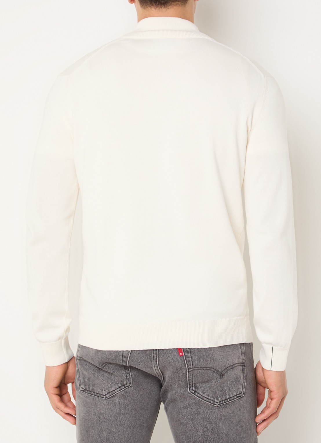 Lacoste Fijngebreide pullover met logo - achterkant 6 gebroken wit