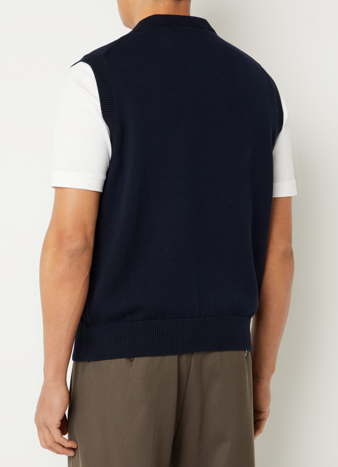 Lacoste Fijngebreide pullover met print - achterkant 11 donkerblauw
