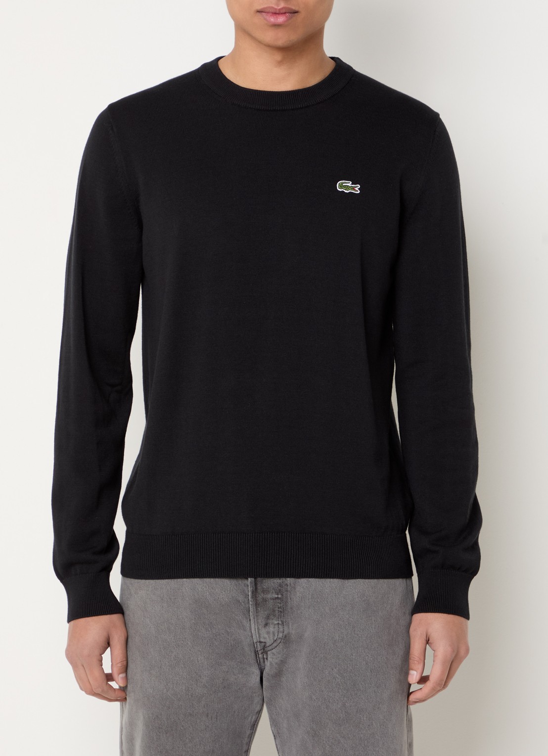 Lacoste Fijngebreide trui met logoborduring - detail 3 zwart