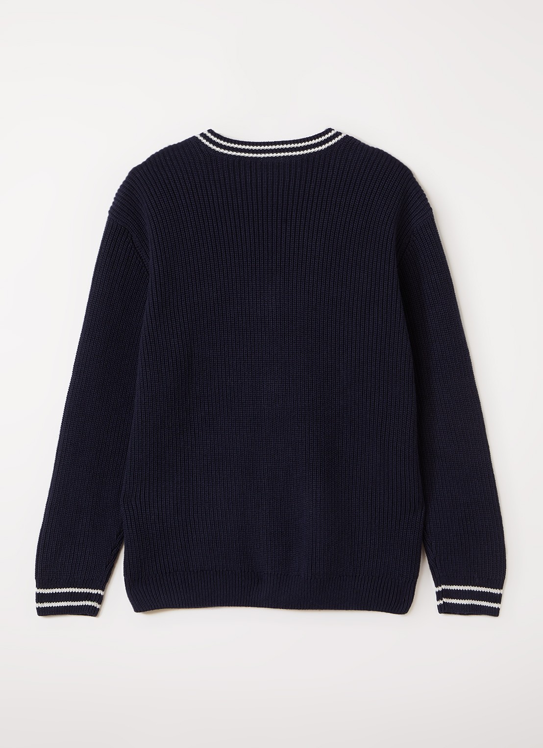 Lacoste Grofgebreid vest in wolblend - achterkant donkerblauw