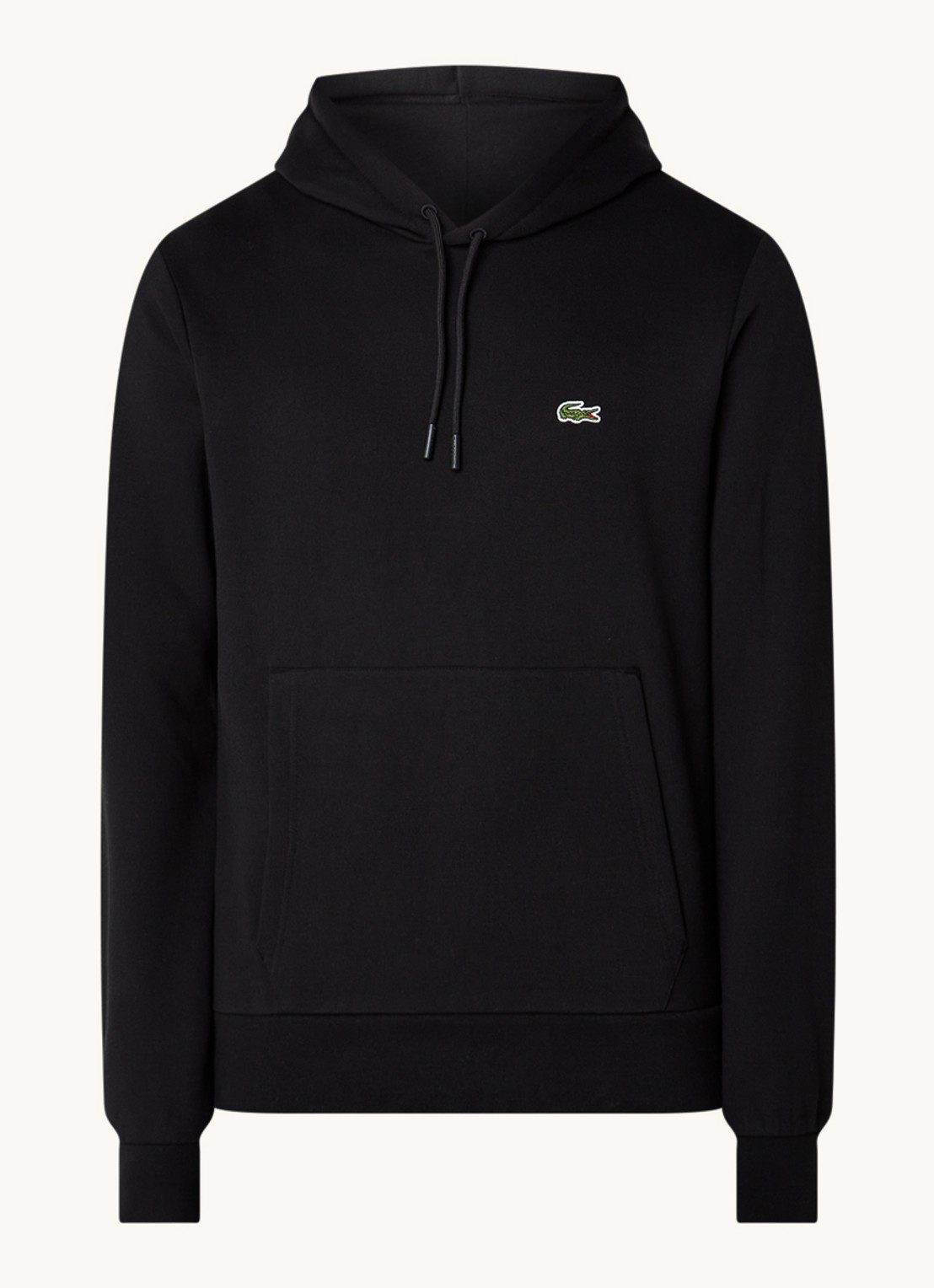 Lacoste Hoodie met logoborduring - voorkant 3 zwart