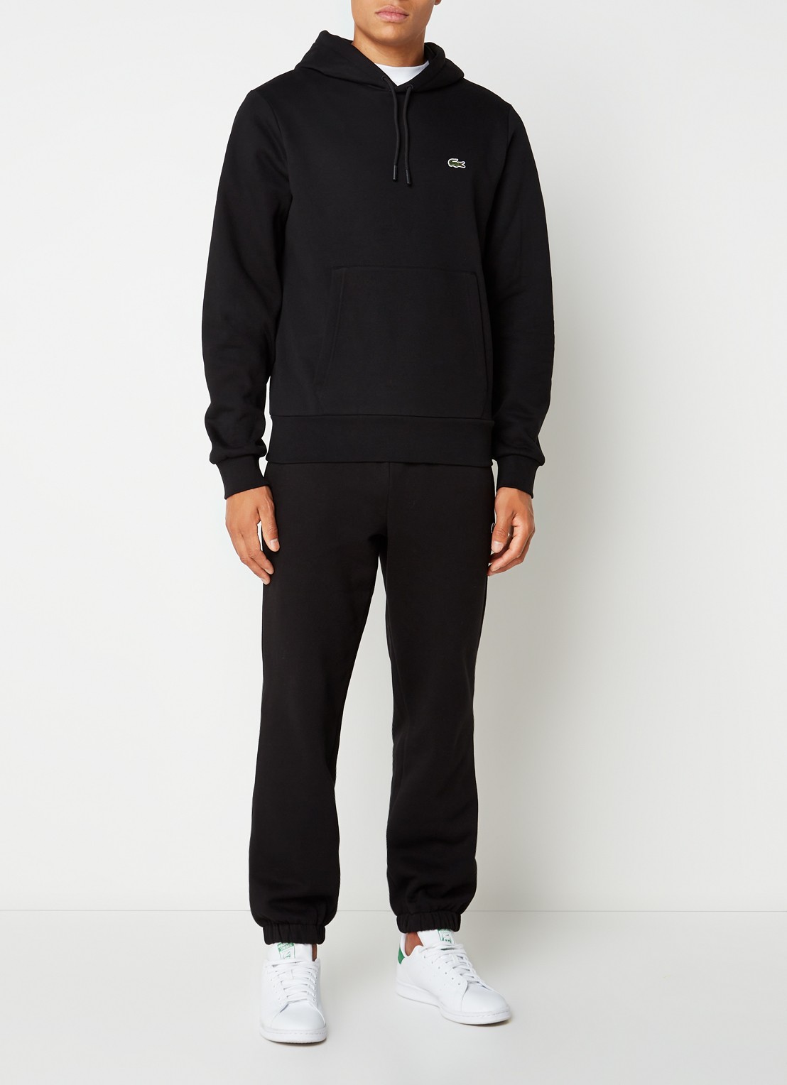 Lacoste Hoodie met logoborduring - voorkant 4 zwart