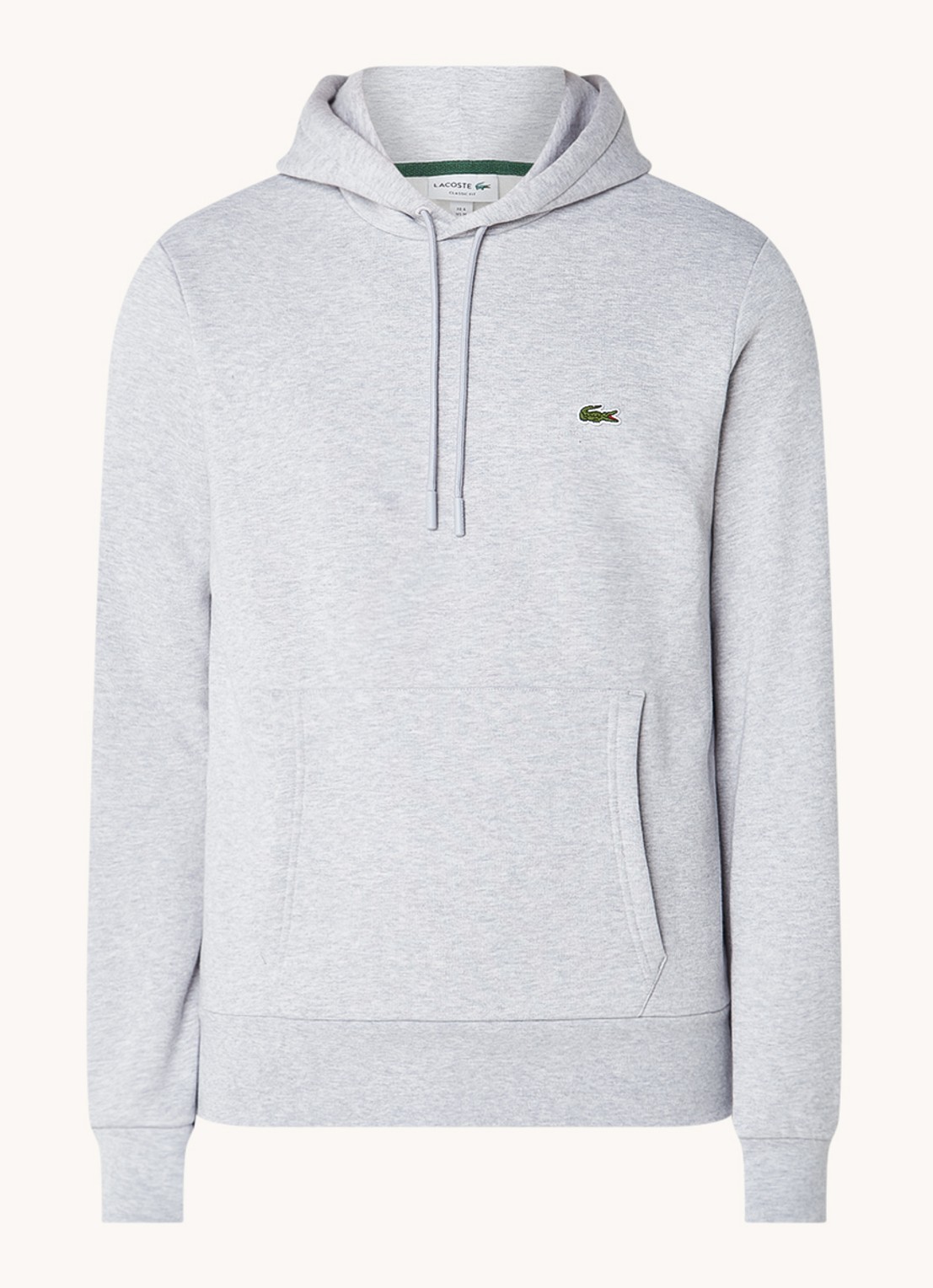 Lacoste Hoodie met logoborduring - voorkant 3 grijsmele