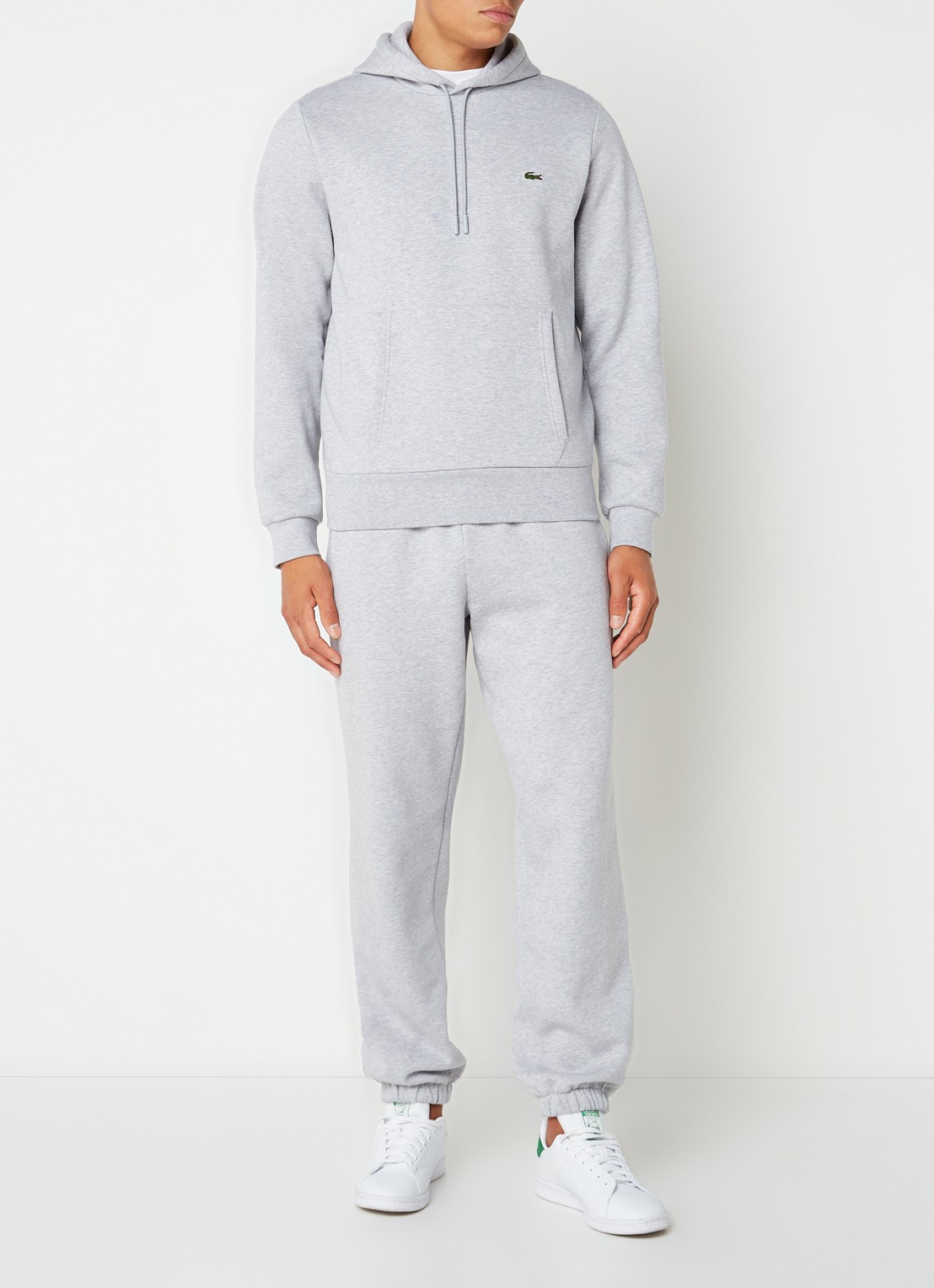 Lacoste Hoodie met logoborduring - voorkant 4 grijsmele