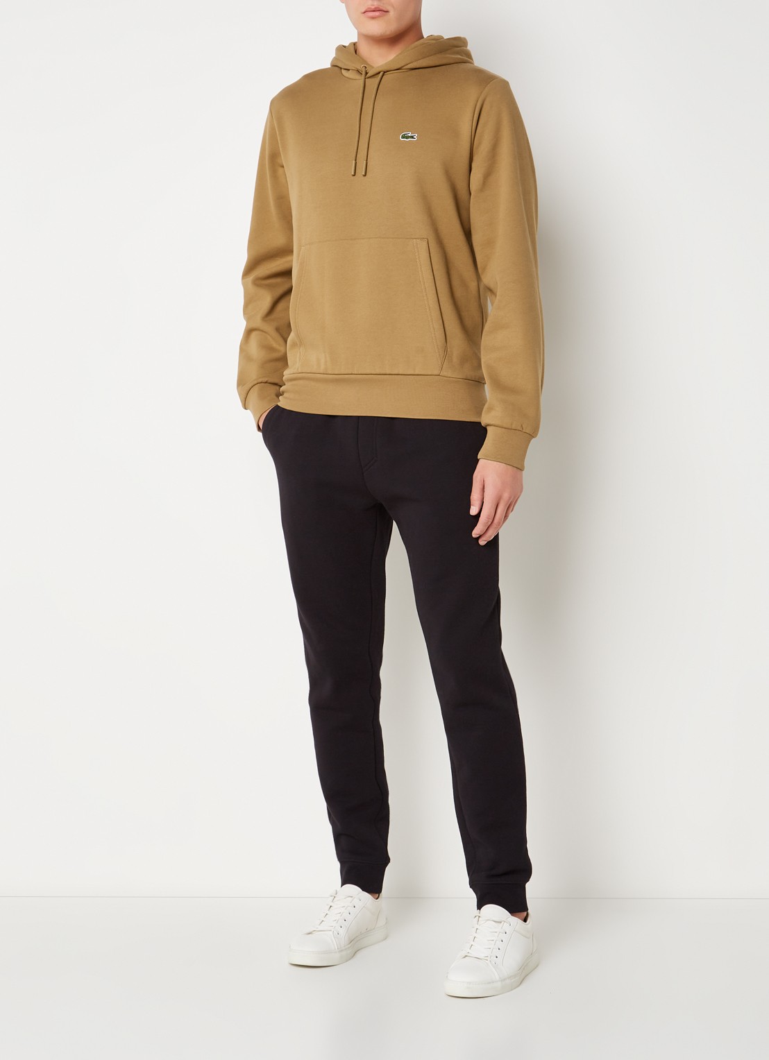 Lacoste Hoodie met logoborduring - voorkant 3 beige