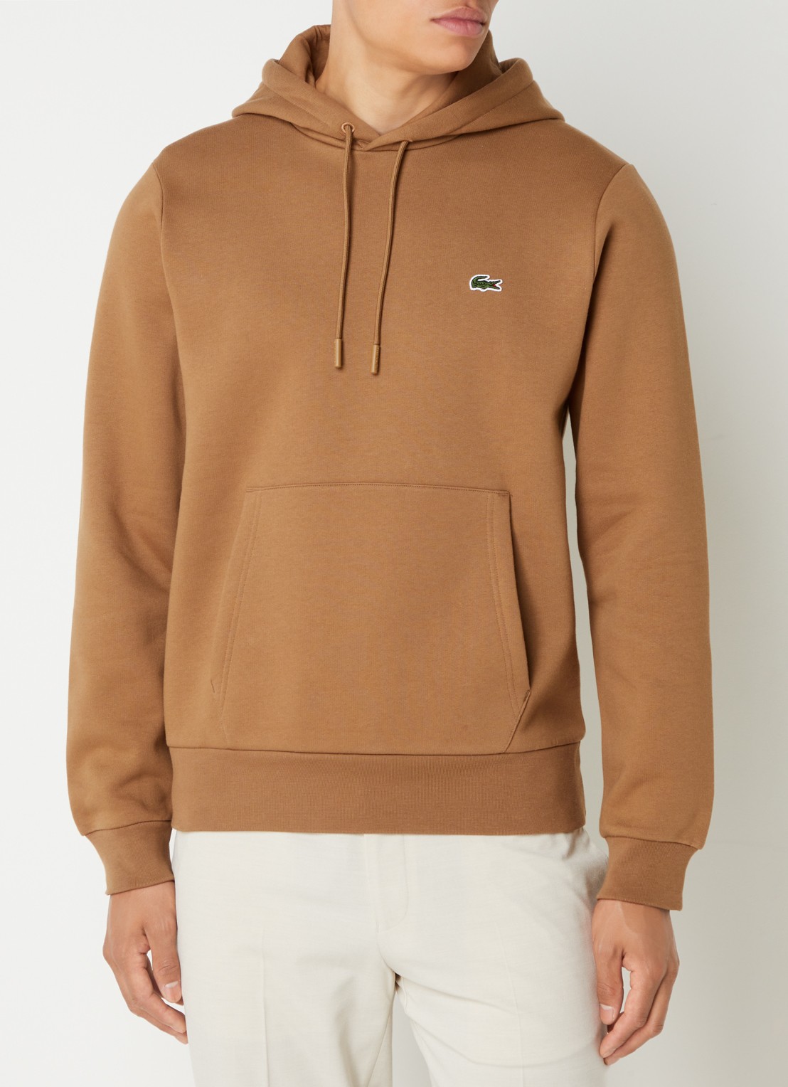 Lacoste Hoodie met logoborduring - detail camel