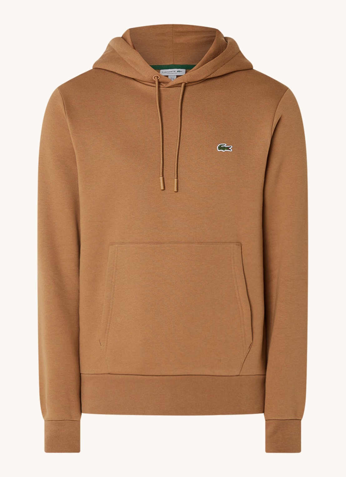 Lacoste Hoodie met logoborduring - voorkant 3 camel