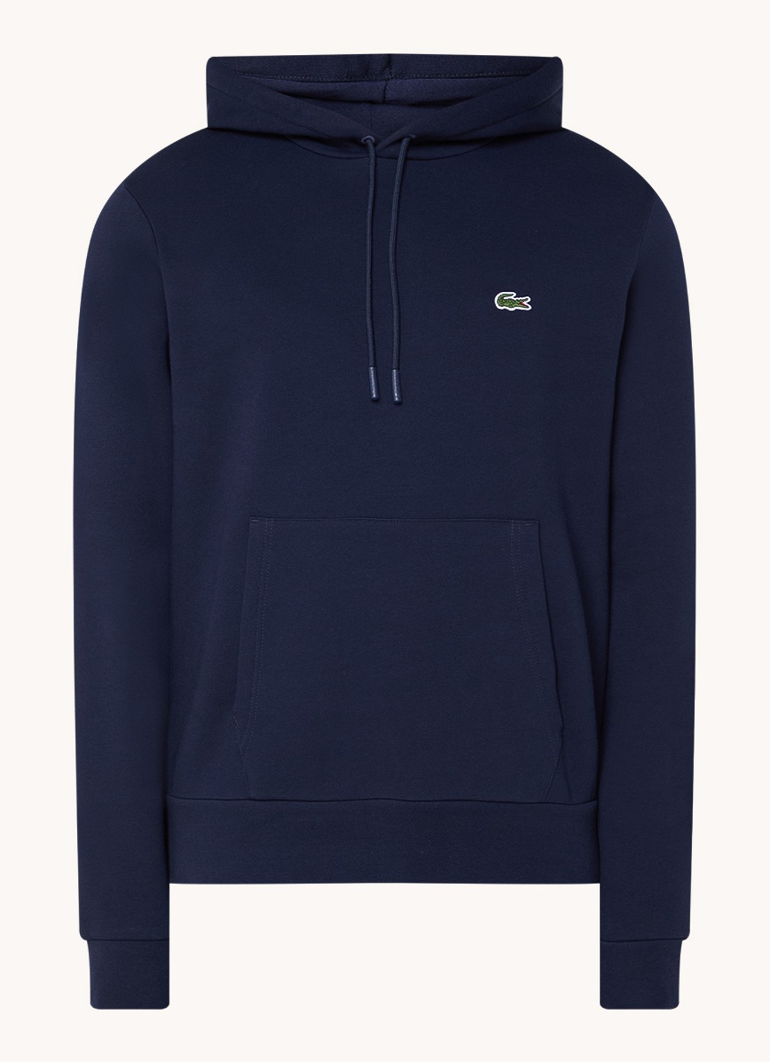 Lacoste Hoodie met logoborduring - voorkant 2 donkerblauw