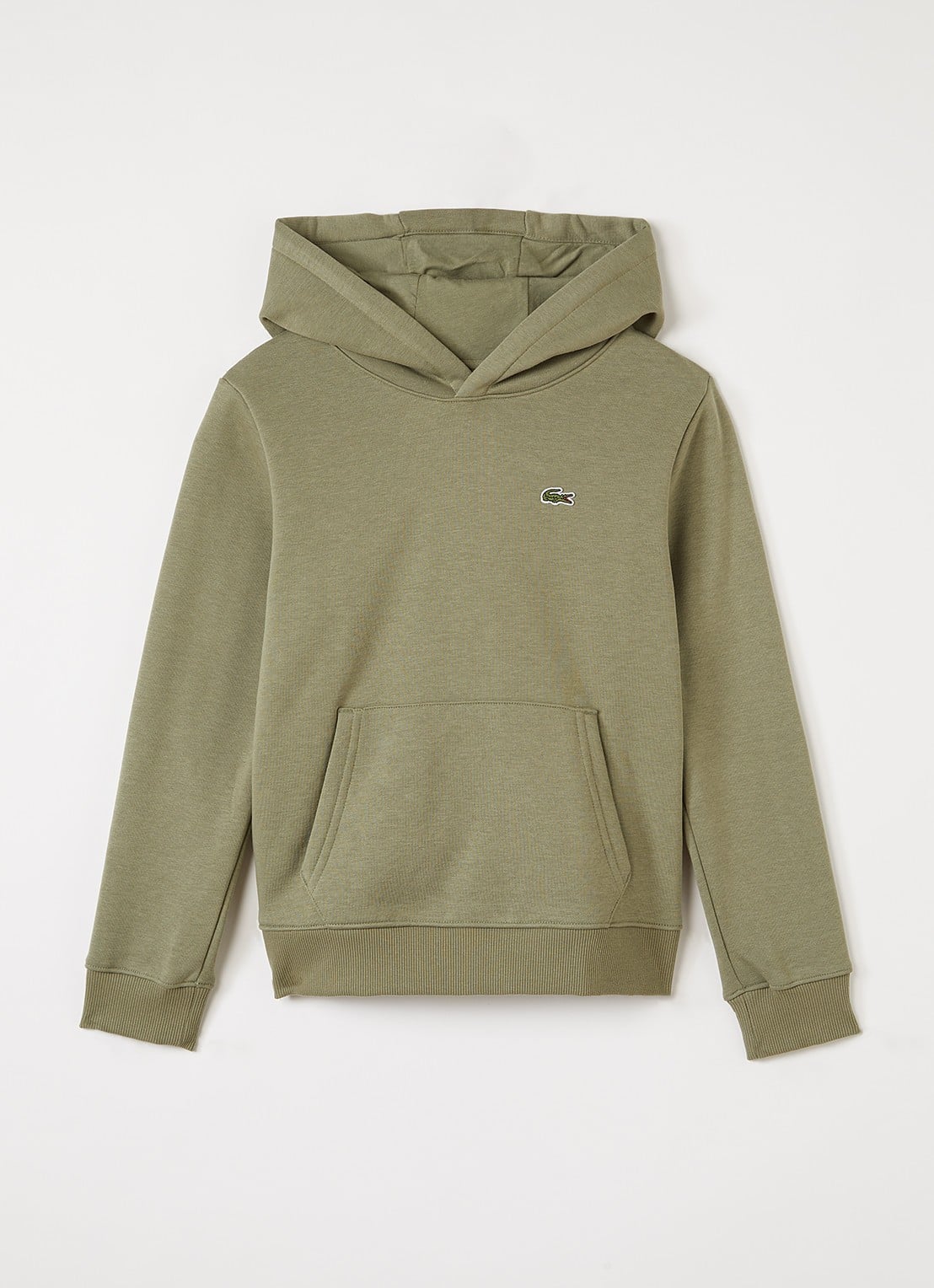 Lacoste Hoodie met logoborduring - voorkant olijfgroen