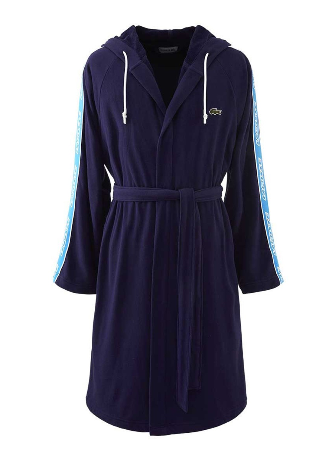Lacoste L Active badjas met logoborduring - voorkant 3 donkerblauw