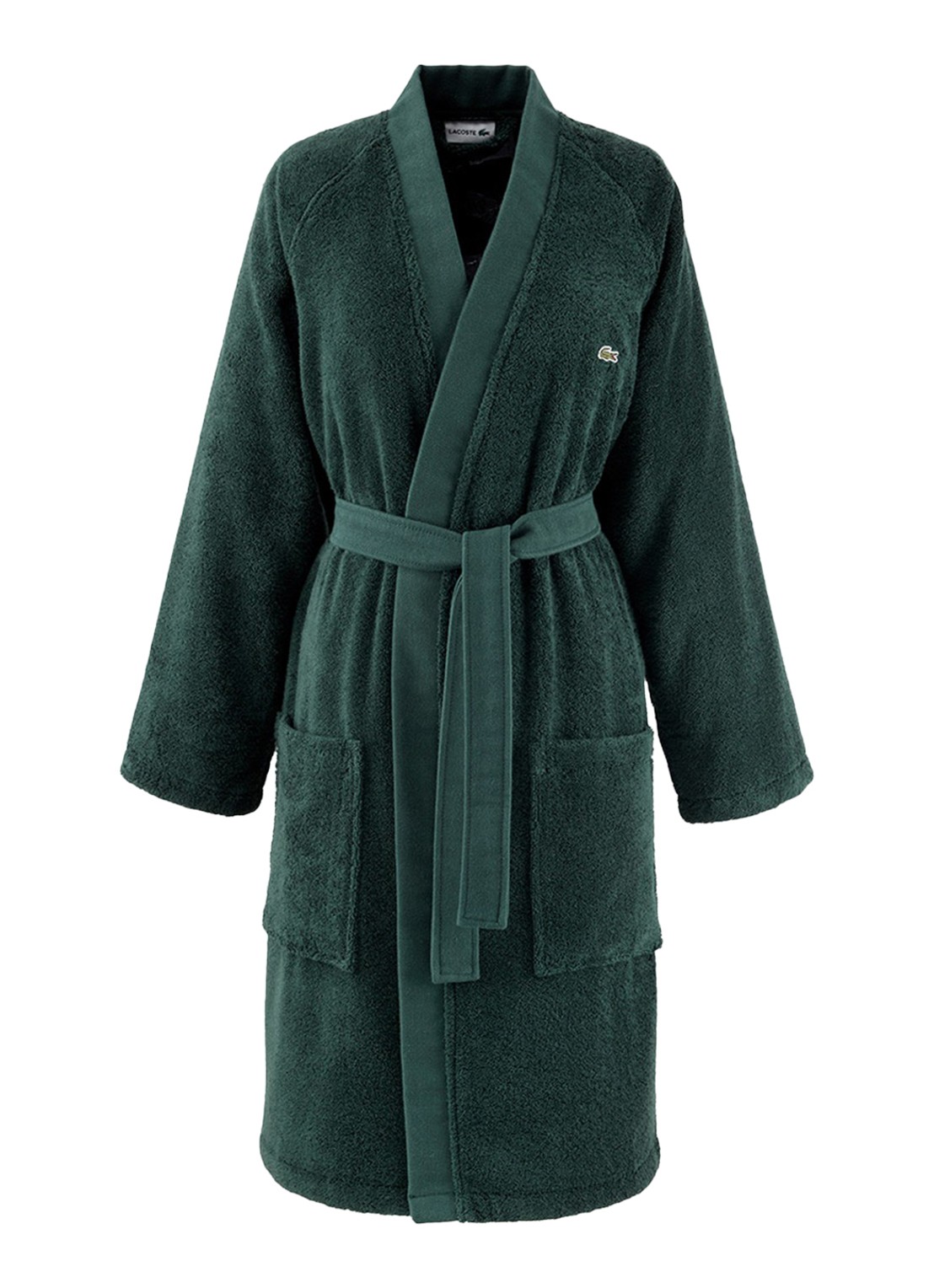 Lacoste L Blason badjas met logoborduring - voorkant 2 bronsgroen