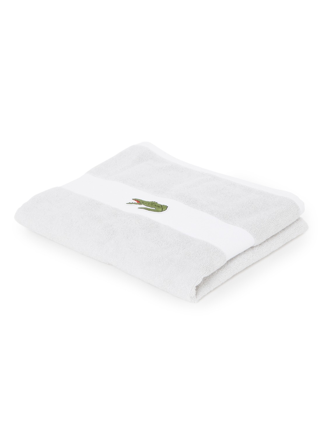Lacoste L Casual badhanddoek - 450 gr/m² - 55 x 100 cm - voorkant lichtgrijs
