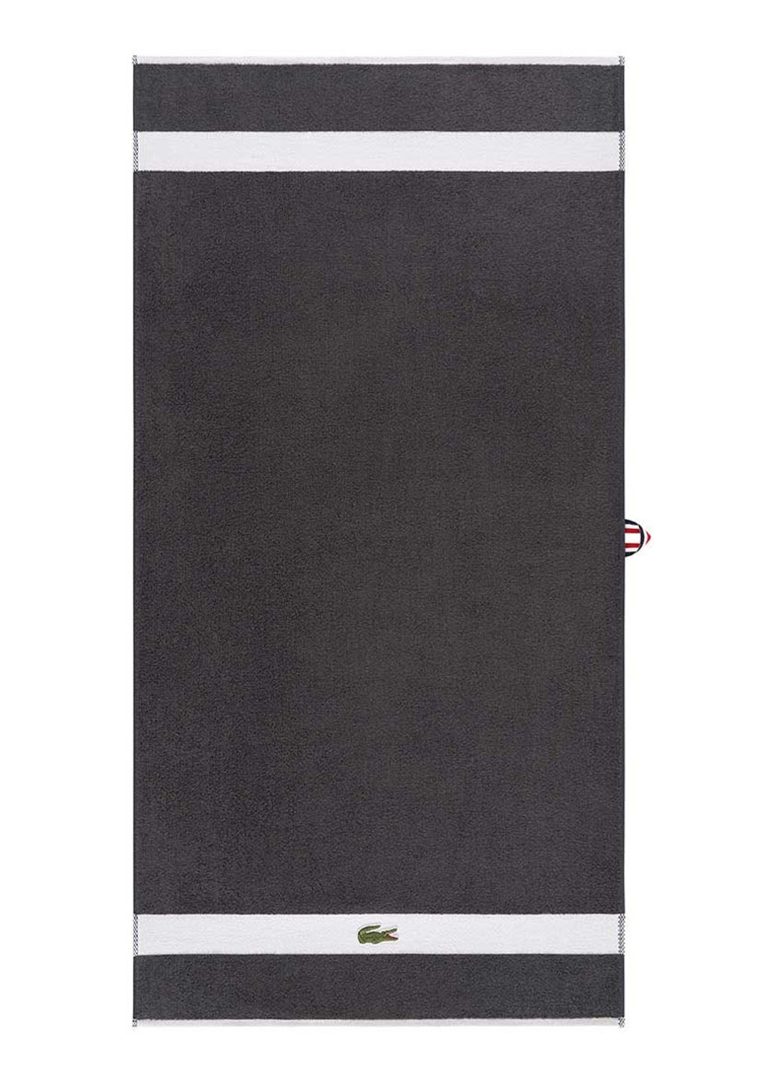 Lacoste L Casual badhanddoek - 450 gr/m² - 55 x 100 cm - voorkant zwart