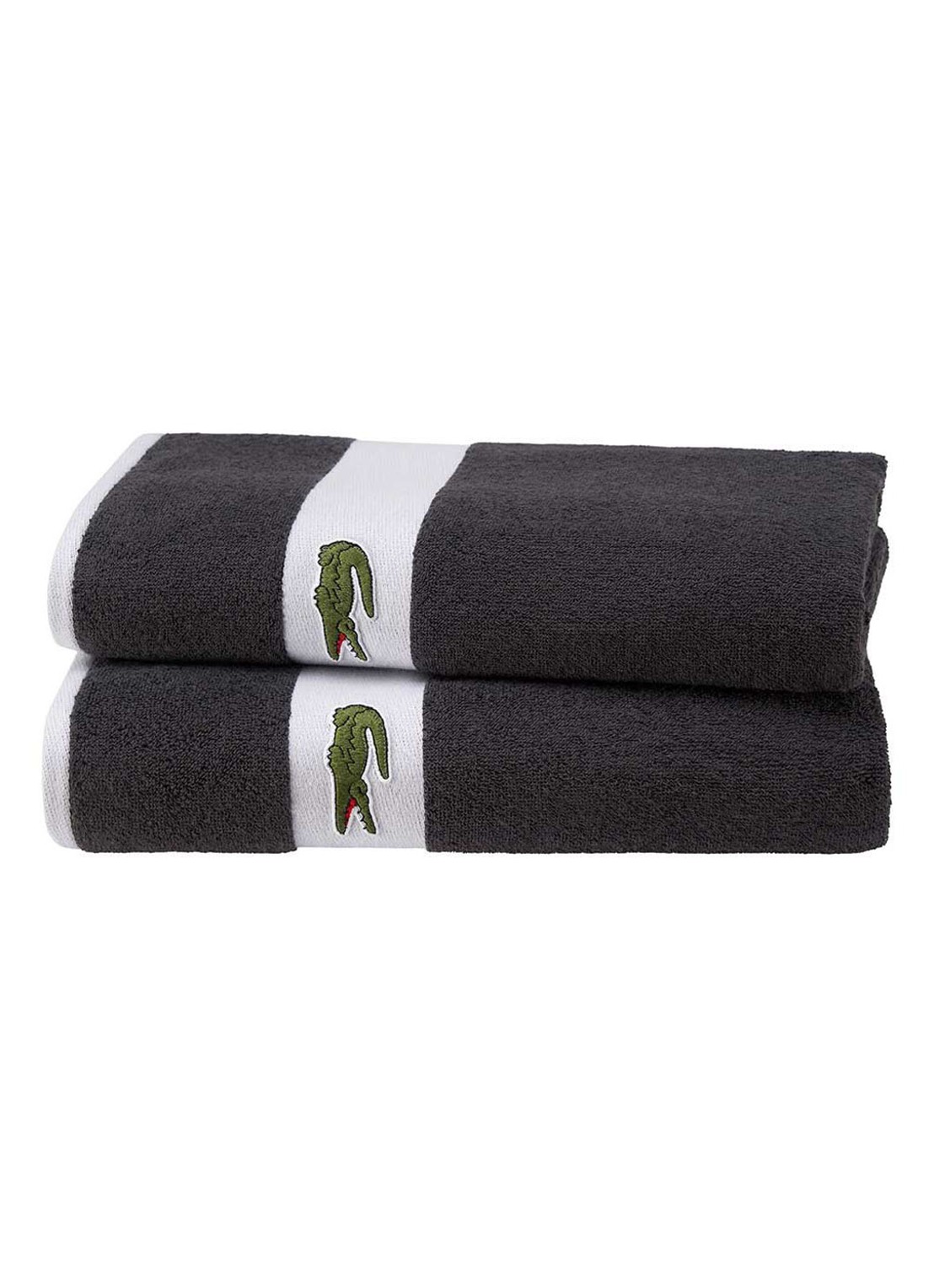 Lacoste L Casual badhanddoek - 450 gr/m² - 55 x 100 cm - voorkant 2 zwart