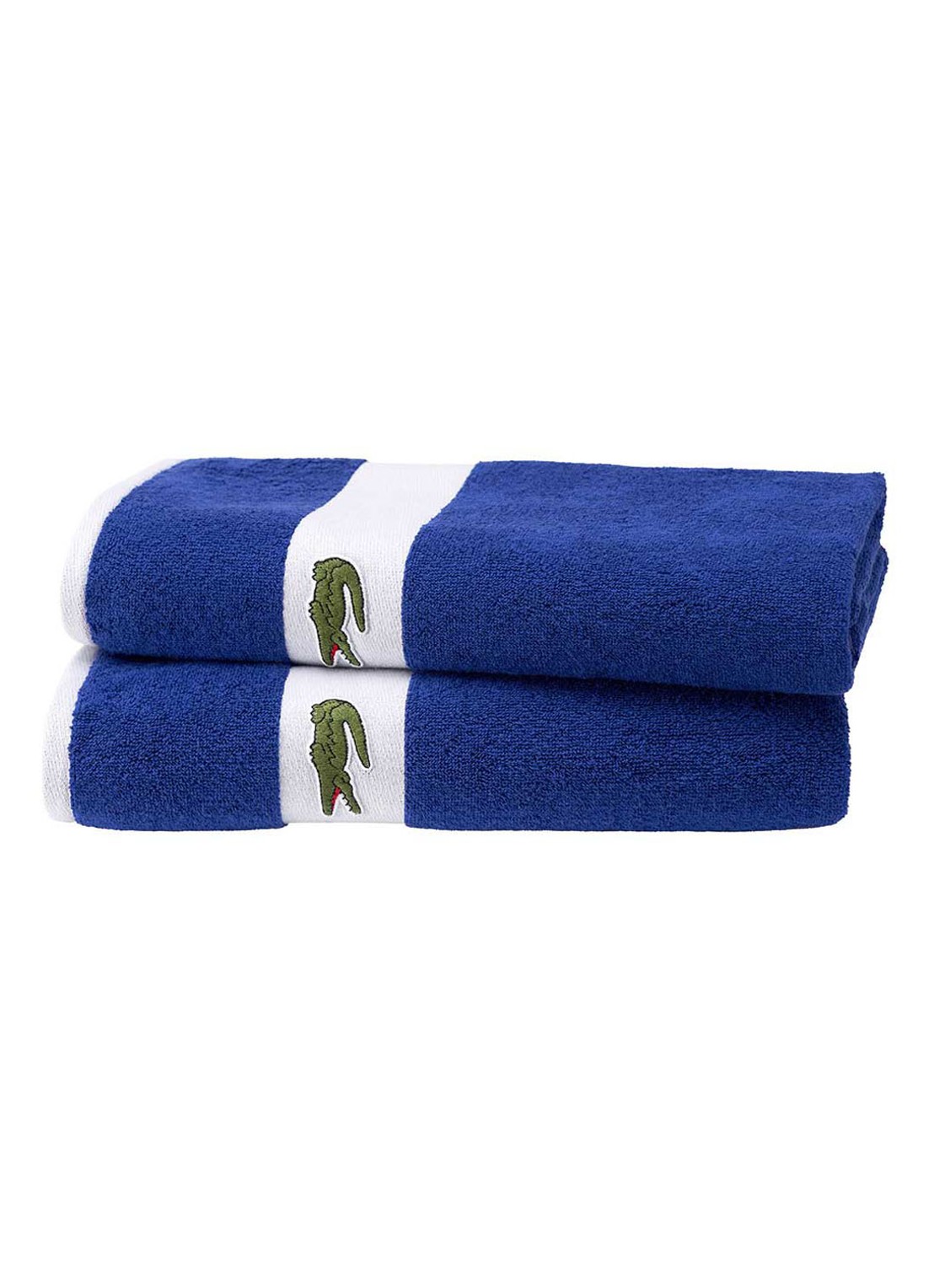 Lacoste L Casual badhanddoek - 450 gr/m² - 55 x 100 cm - voorkant 2 kobaltblauw