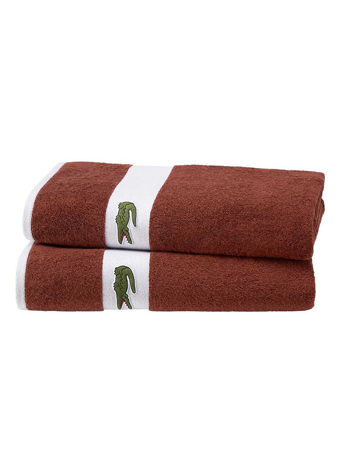 Lacoste L Casual badhanddoek - 450 gr/m² - 55 x 100 cm - voorkant 2 roestbruin