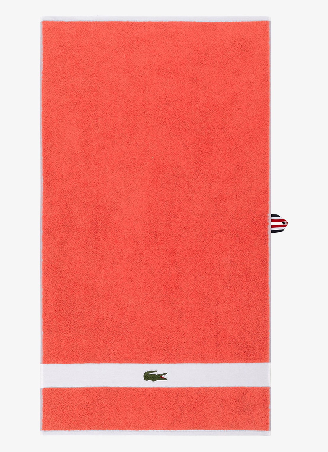 Lacoste L Casual badhanddoek - 450 gr/m² - 55 x 100 cm - voorkant koraalrood