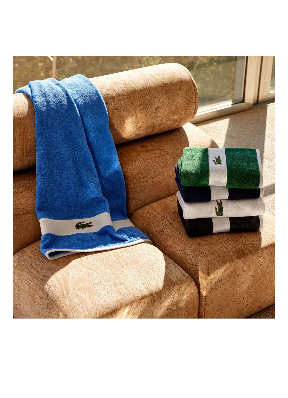 Lacoste L Casual badhanddoek - 450 gr/m² - 55 x 100 cm - detail 5 blauw