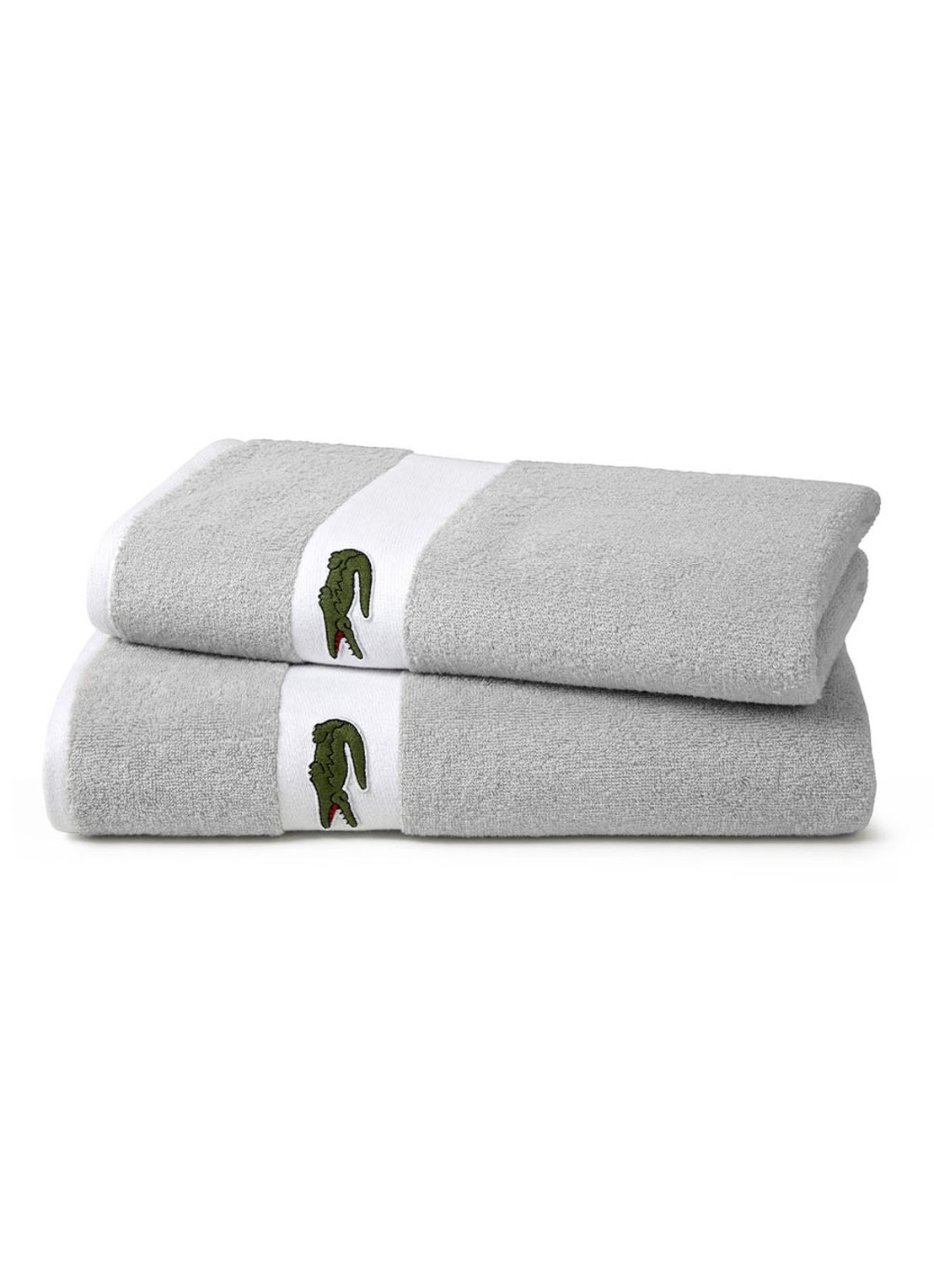 Lacoste L Casual badlaken - 450 gr/m2 - 70 x 140 cm - voorkant 2 zilver