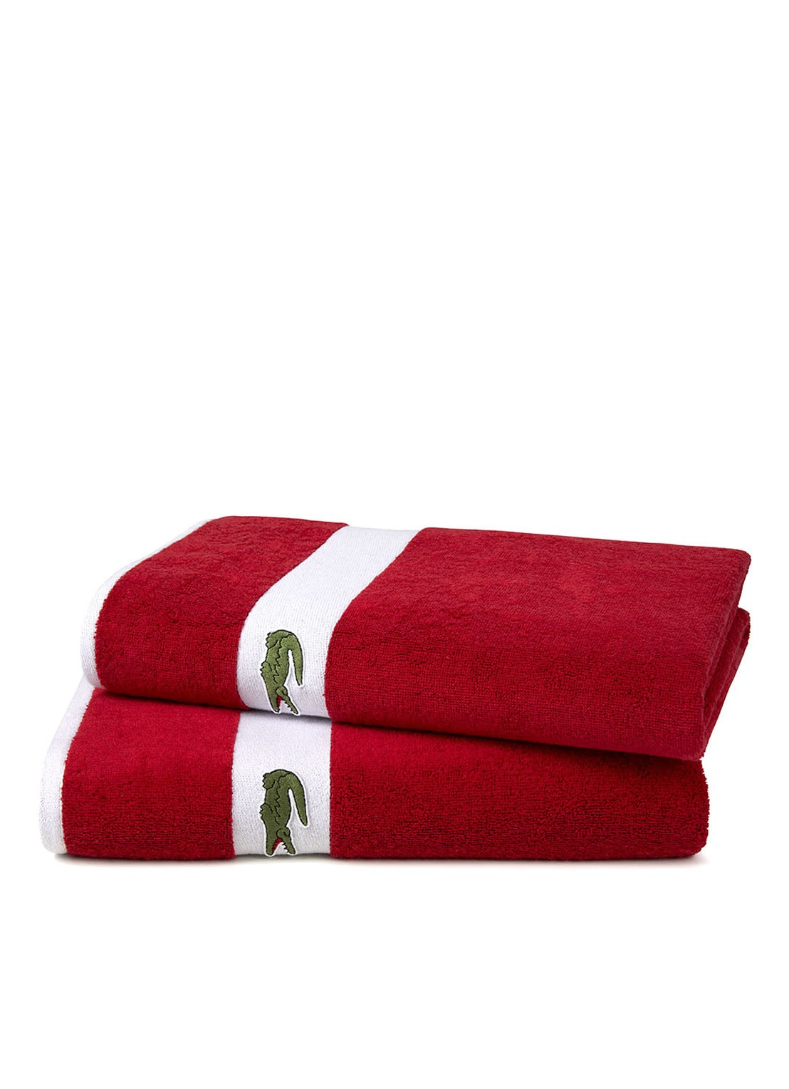 Lacoste L Casual badlaken - 450 gr/m2 - 70 x 140 cm - voorkant 5 steenrood