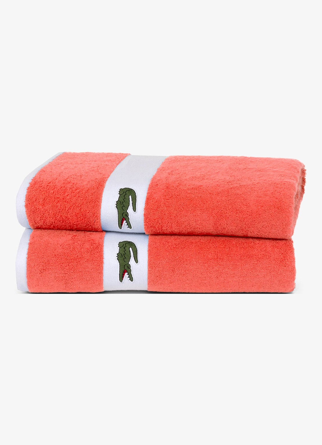 Lacoste L Casual badlaken - 450 gr/m2 - 70 x 140 cm - detail 4 koraalrood