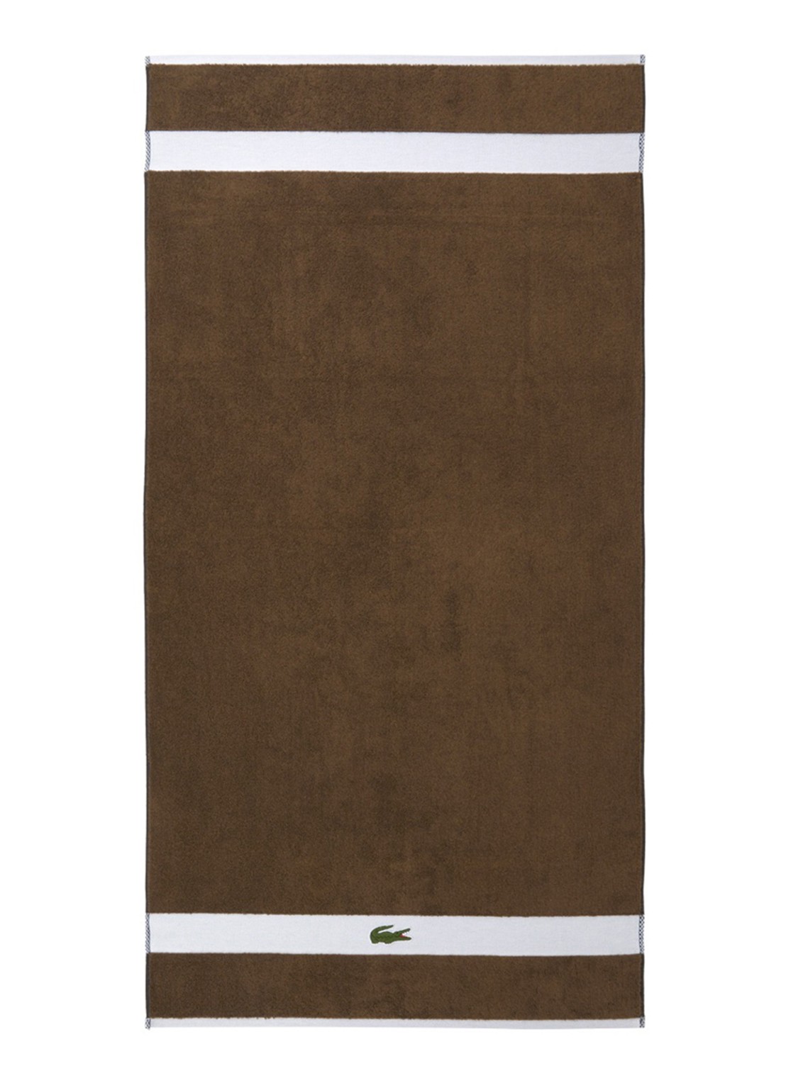 Lacoste L Casual badlaken - 450 gr/m2 - 70 x 140 cm - voorkant 2 hazelnootbruin