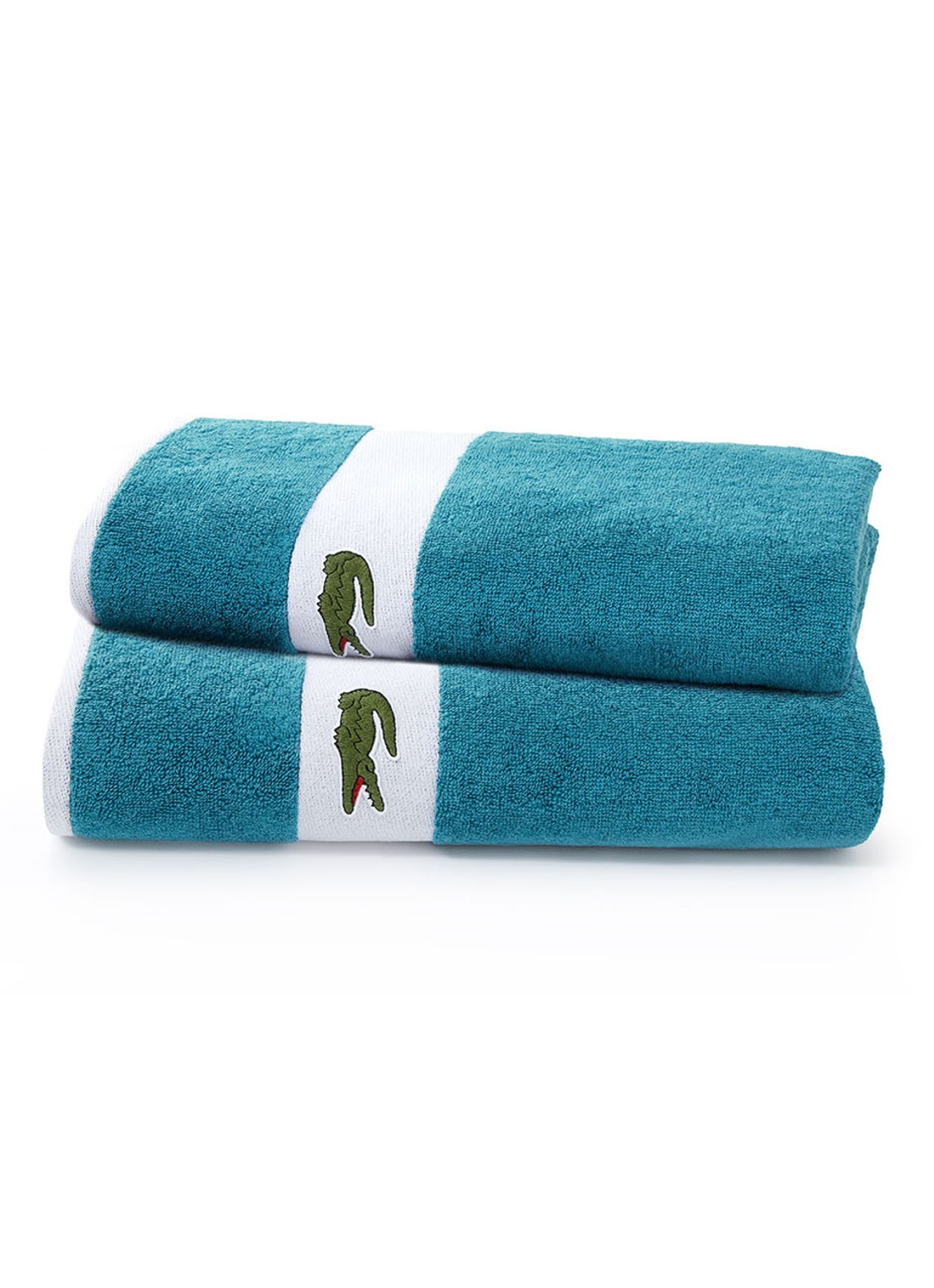 Lacoste L Casual badlaken - 450 gr/m2 - 90 x 150 cm - voorkant 2 turquoise