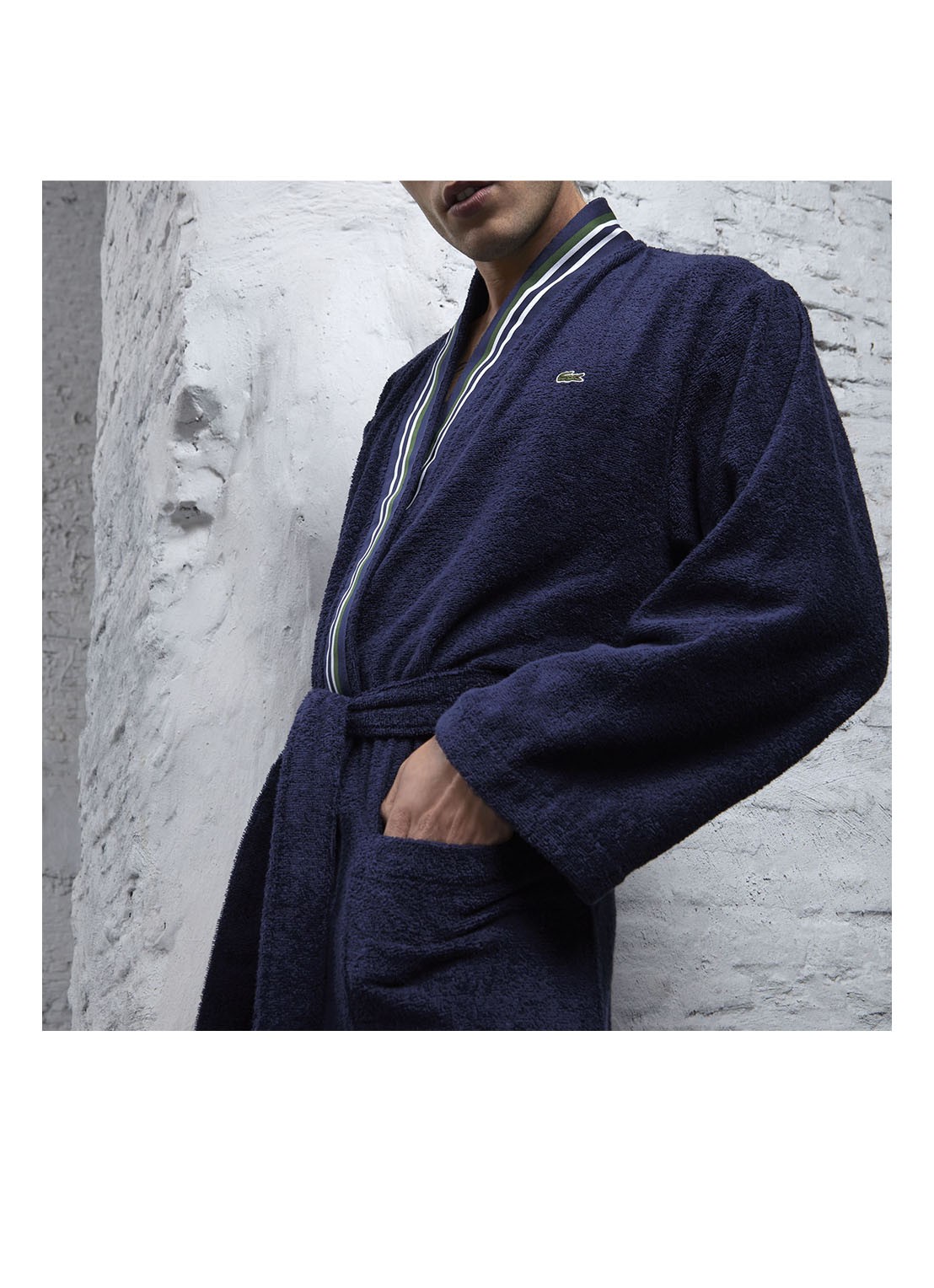 Lacoste L Club badjas van  katoen - detail 2 donkerblauw