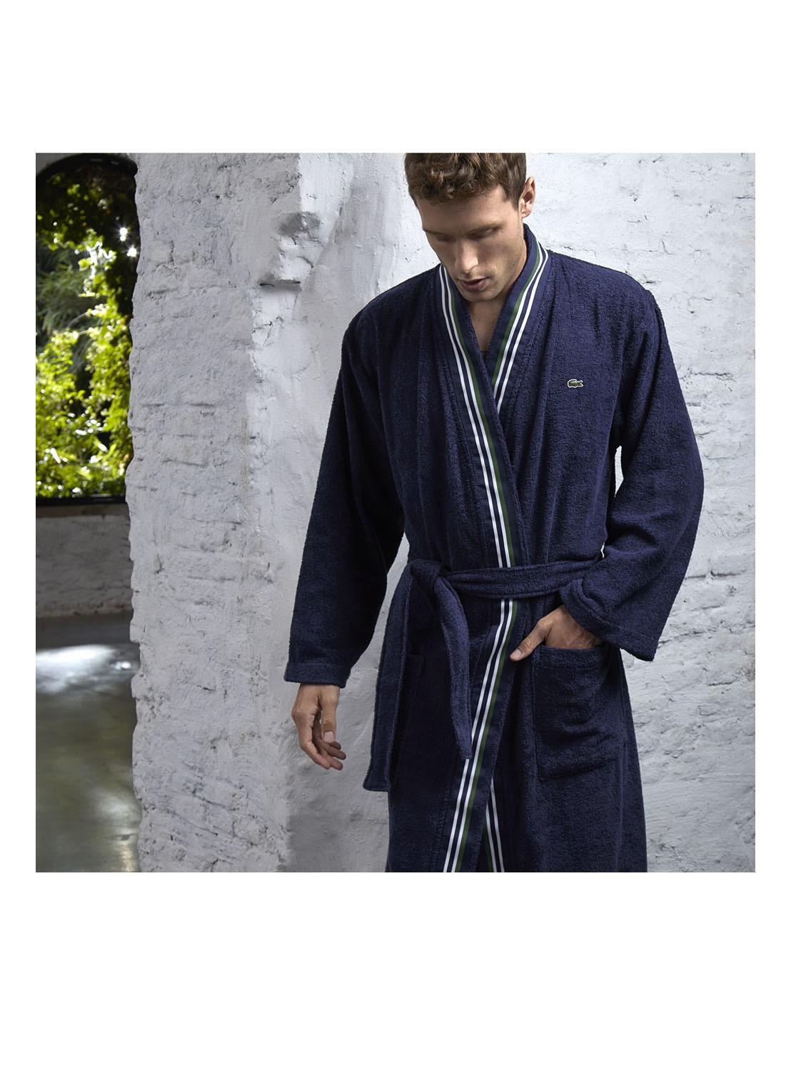Lacoste L Club badjas van  katoen - voorkant 4 donkerblauw