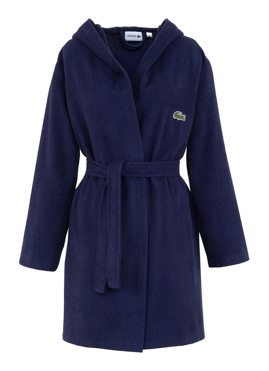 Lacoste L Confort badjas met logoborduring - voorkant donkerblauw
