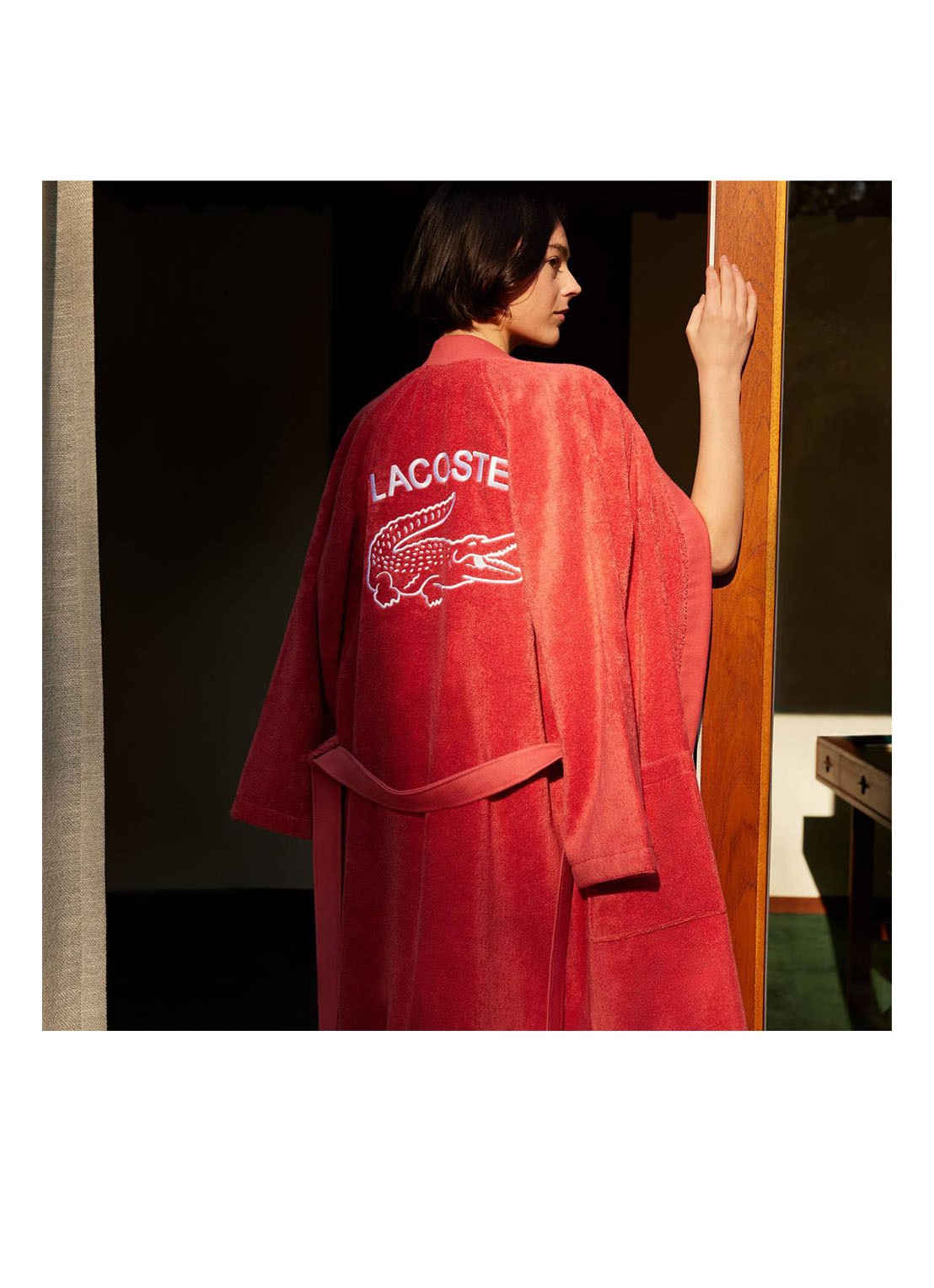 Lacoste L Defile badjas van  katoen - unisex - detail 10 rood