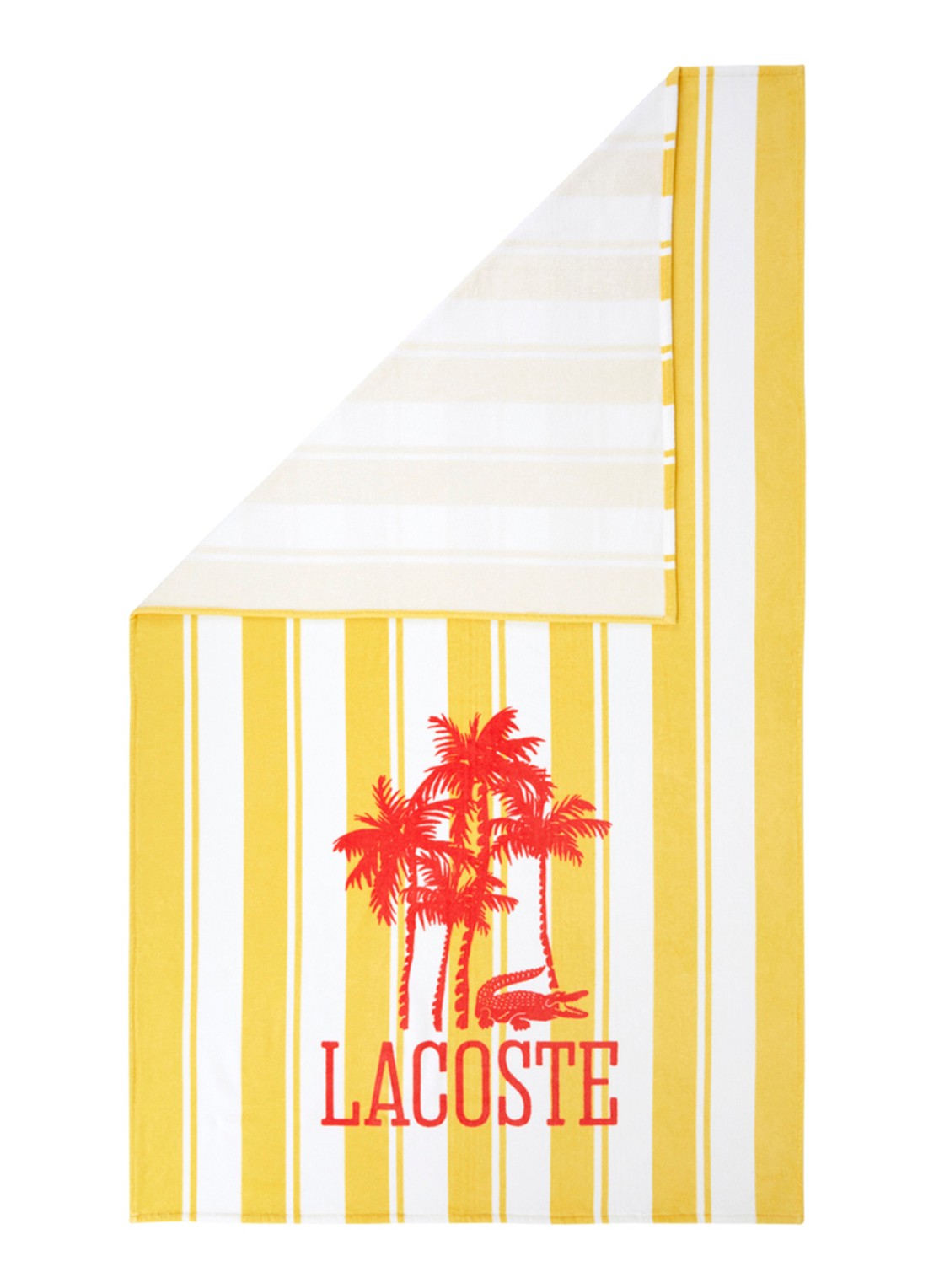 Lacoste L Fancy strandlaken - 100 x 170 cm - voorkant 2 geel