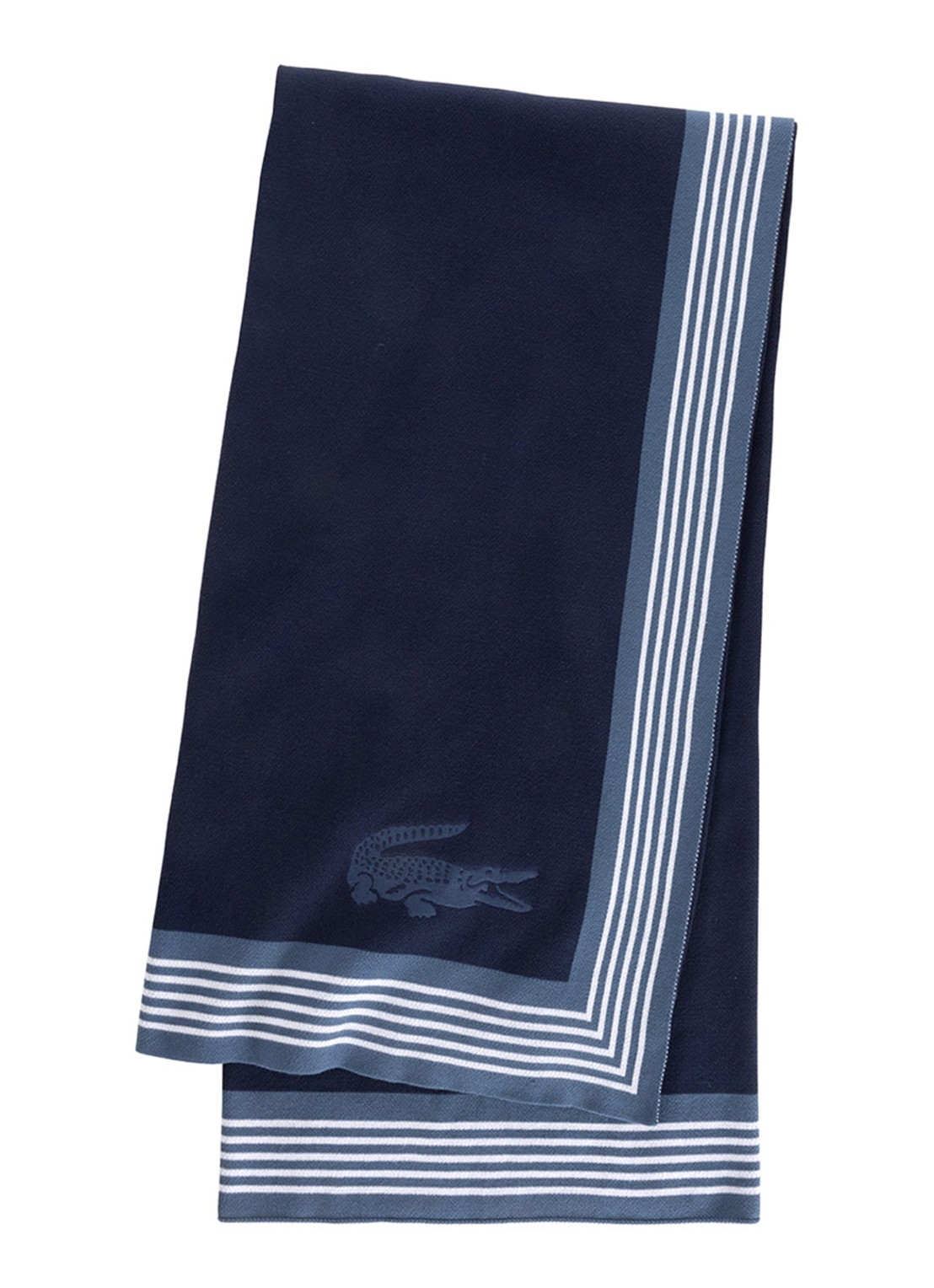 Lacoste L Frame plaid van katoen 130 x 170 cm - voorkant donkerblauw