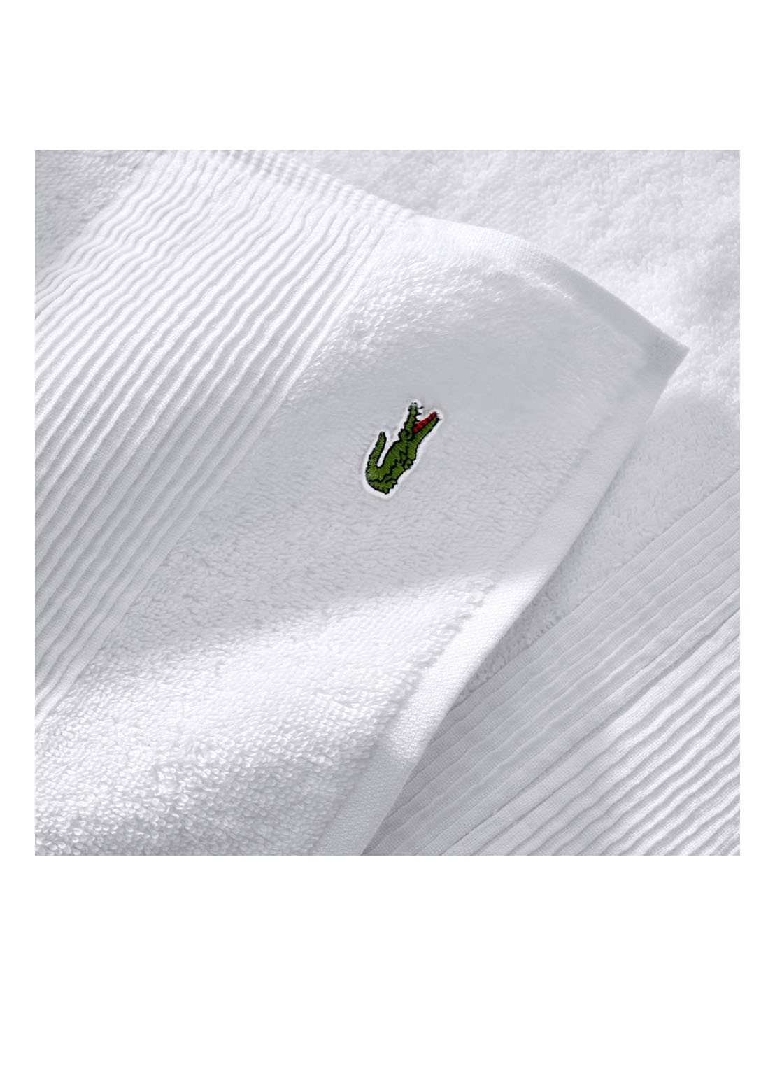 Lacoste L Lecroco badhanddoek - 600 gr/m2 - 50 x 100 cm - detail wit