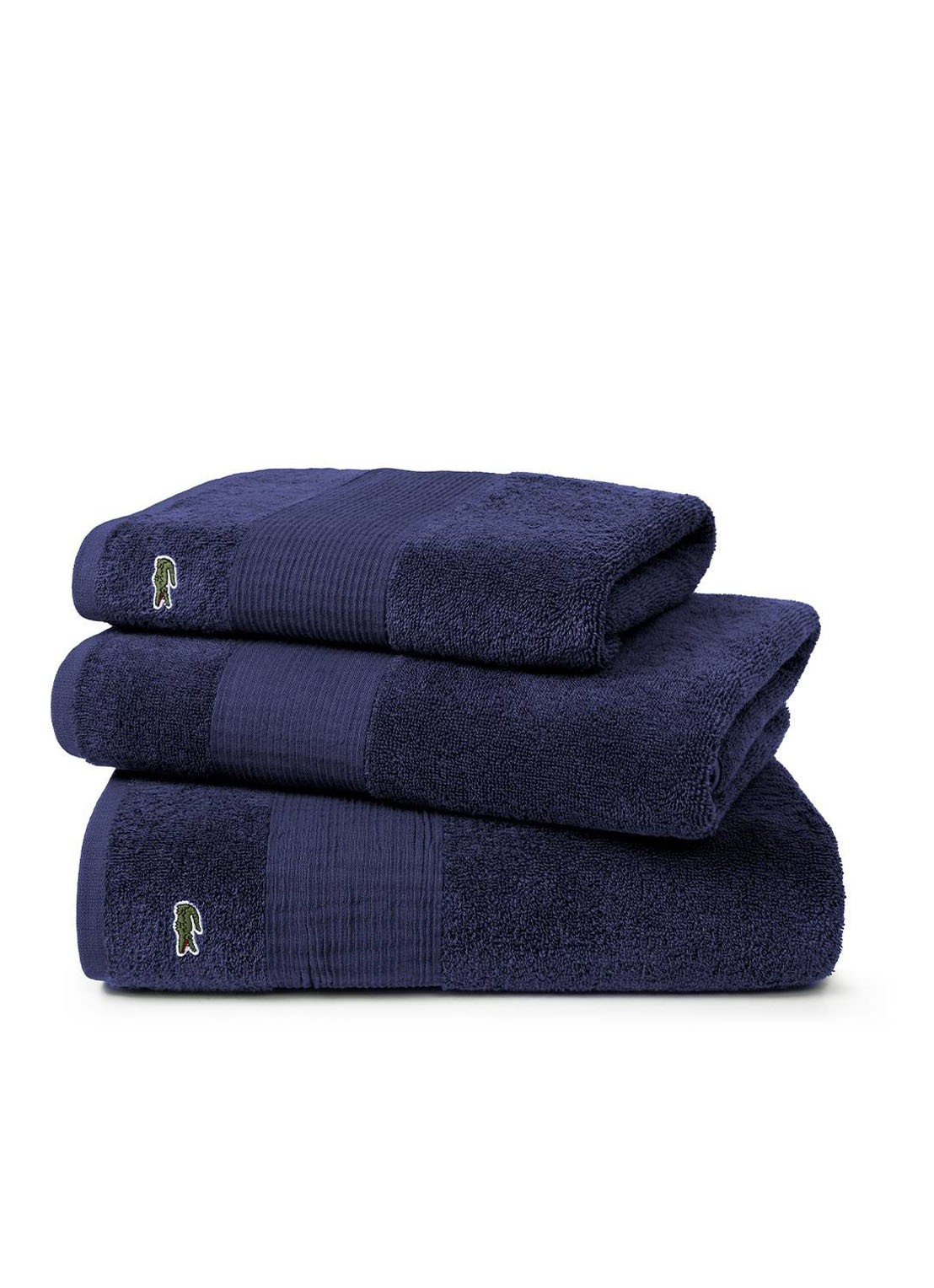 Lacoste L Lecroco badhanddoek - 600 gr/m2 - 50 x 100 cm - detail 3 donkerblauw