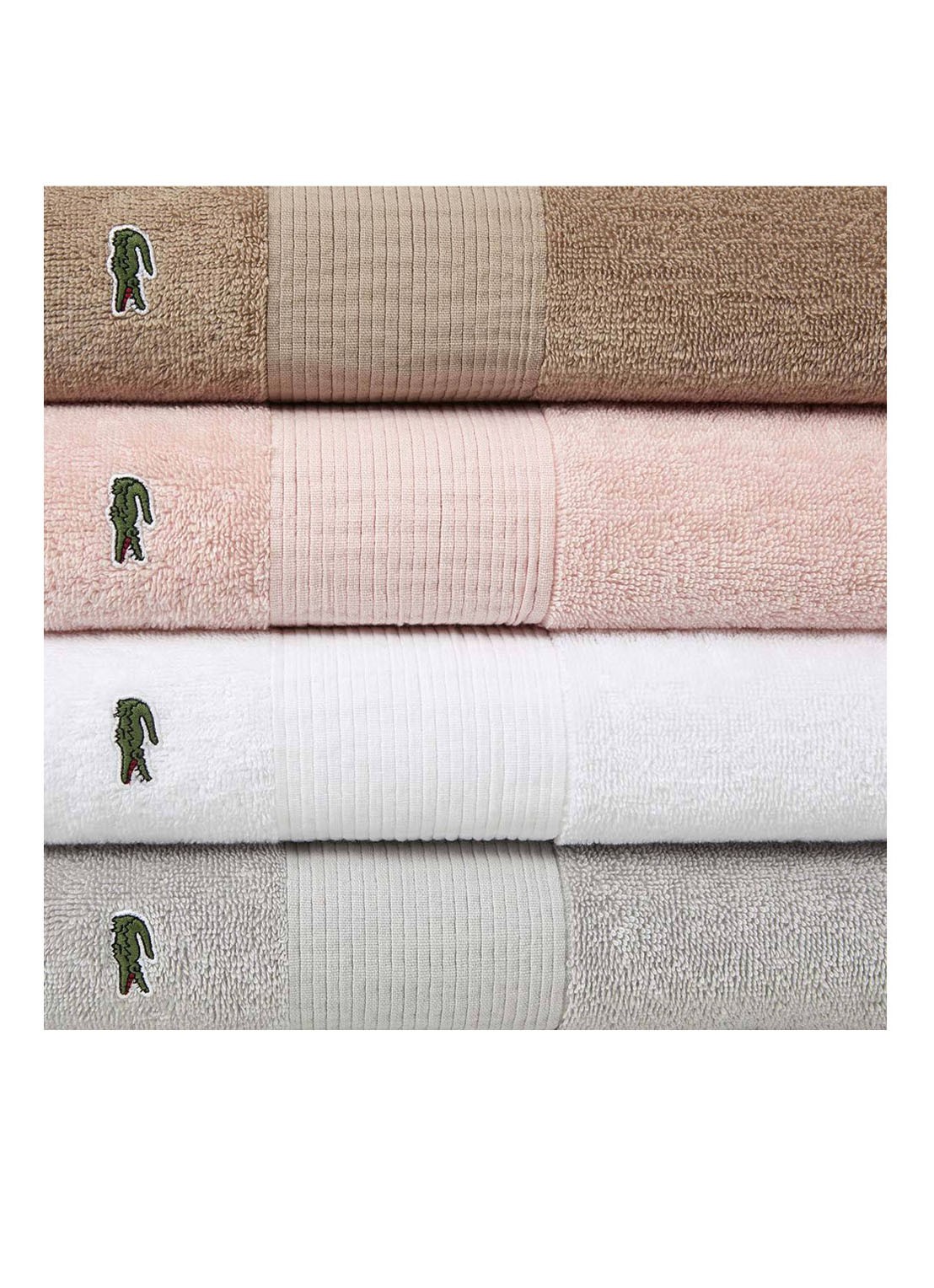 Lacoste L Lecroco badhanddoek - 600 gr/m2 - 50 x 100 cm - detail 5 lichtroze