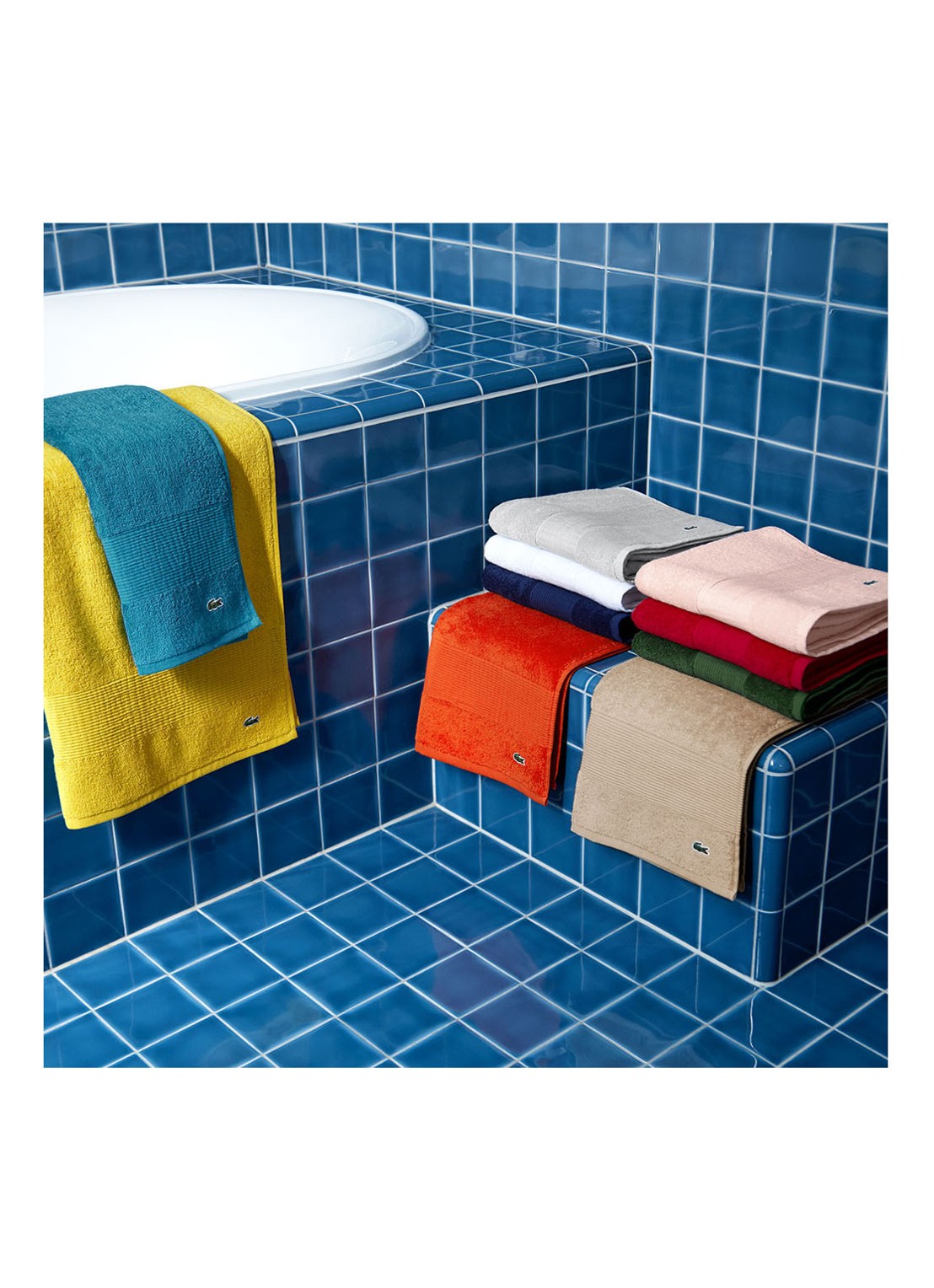 Lacoste L Lecroco badhanddoek - 600 gr/m2 - 50 x 100 cm - detail 3 turquoise