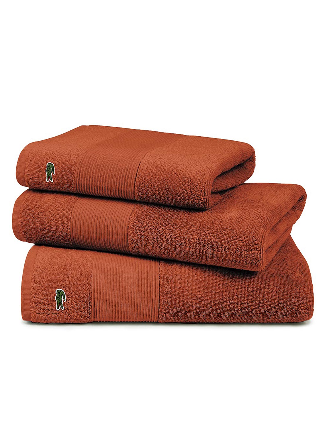 Lacoste L Lecroco badhanddoek - 600 gr/m2 - 50 x 100 cm - detail 2 roodbruin