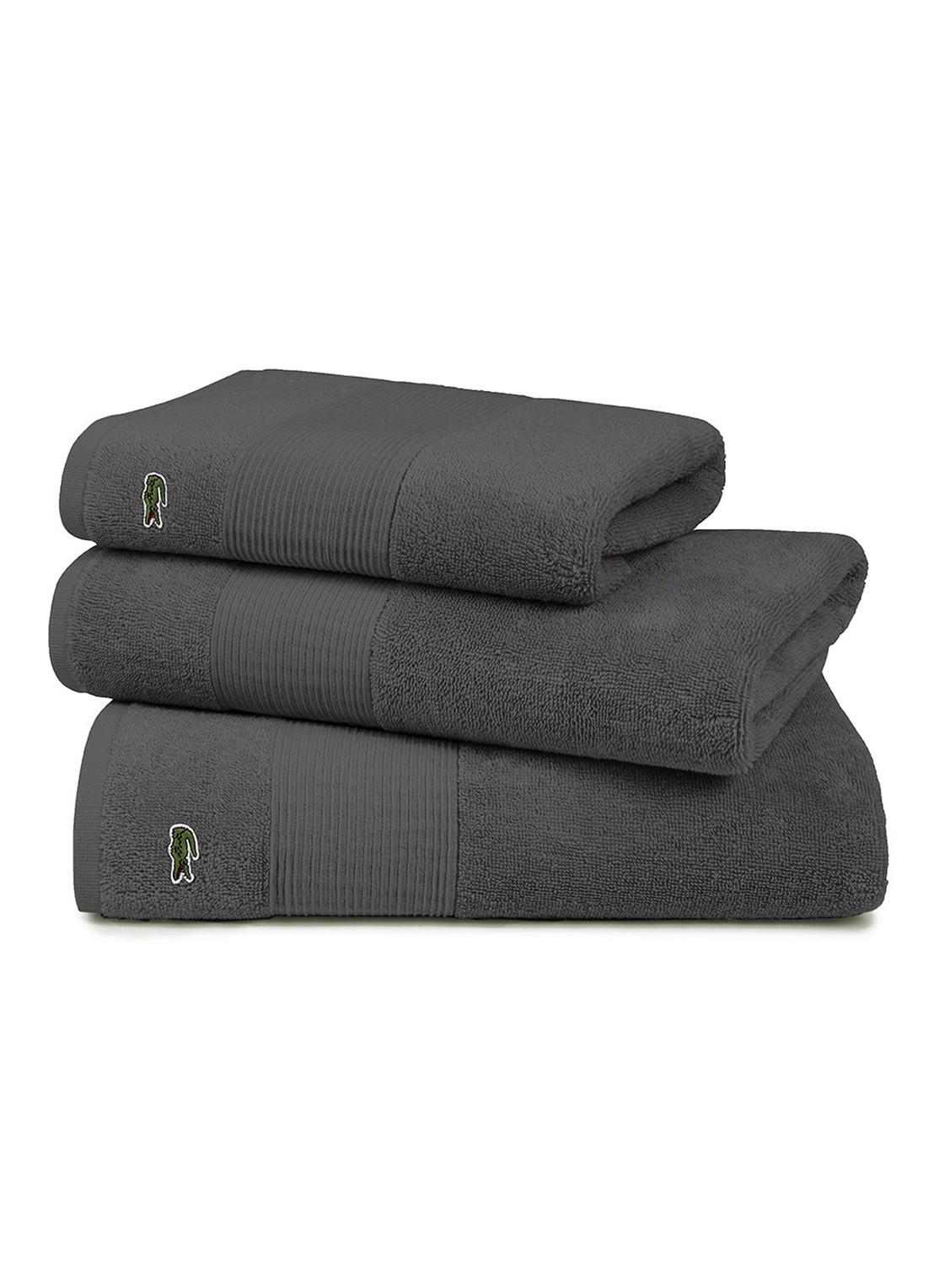 Lacoste L Lecroco badlaken - 600 gr/m2 - 100 x 150 cm - detail 4 antraciet