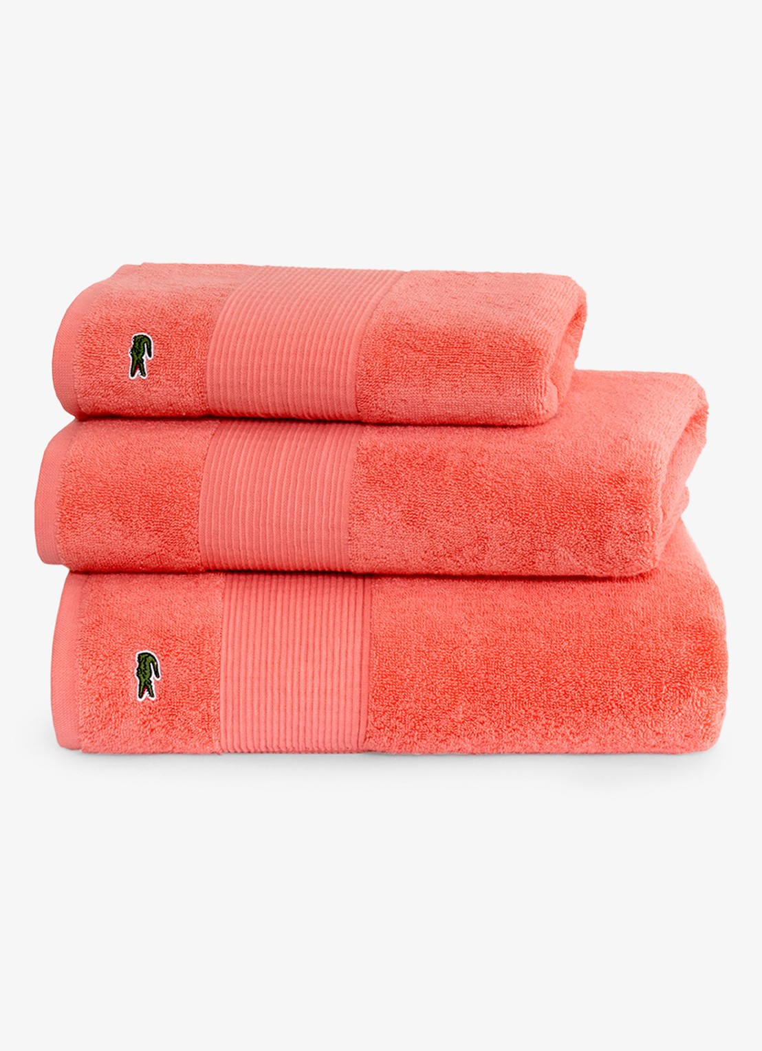 Lacoste L Lecroco badlaken - 600 gr/m2 - 100 x 150 cm - detail 3 koraalrood