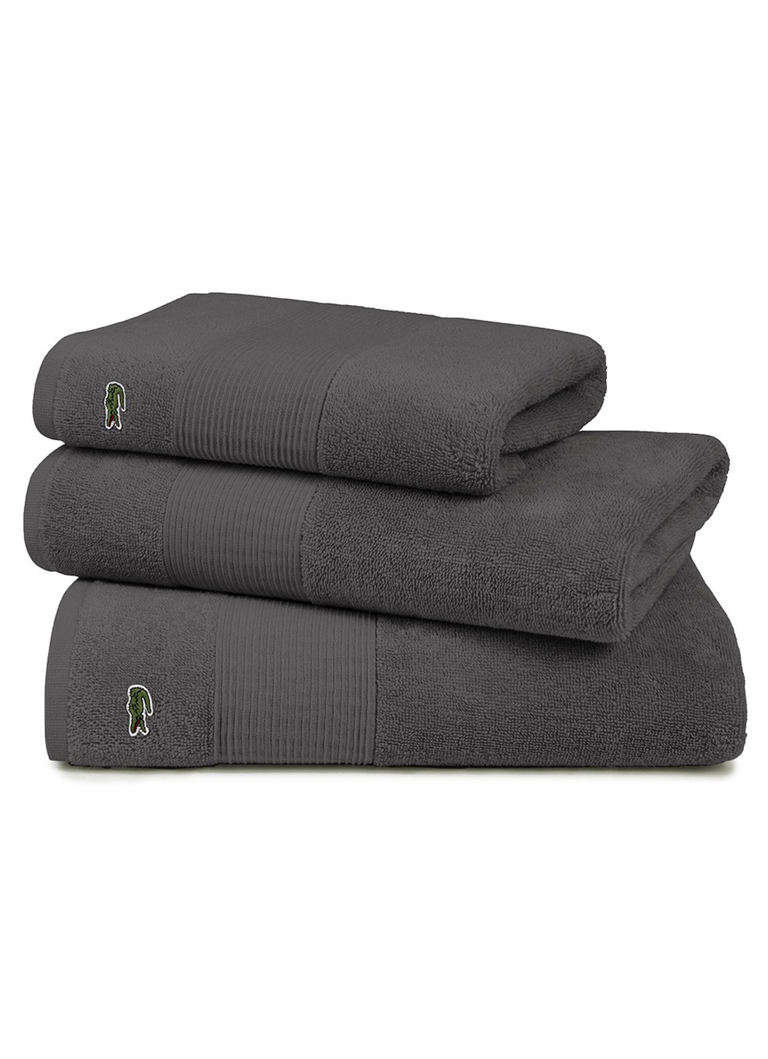Lacoste L Lecroco badlaken - 600 gr/m2 -  70 x 140 cm - detail antraciet