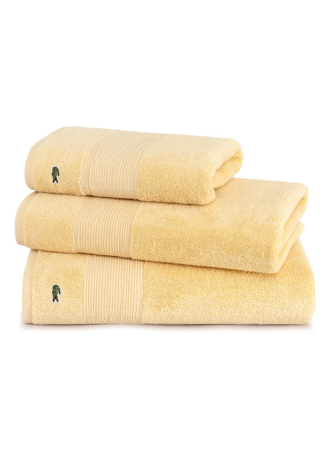 Lacoste L Lecroco badlaken - 600 gr/m2 -  70 x 140 cm - achterkant lichtgeel