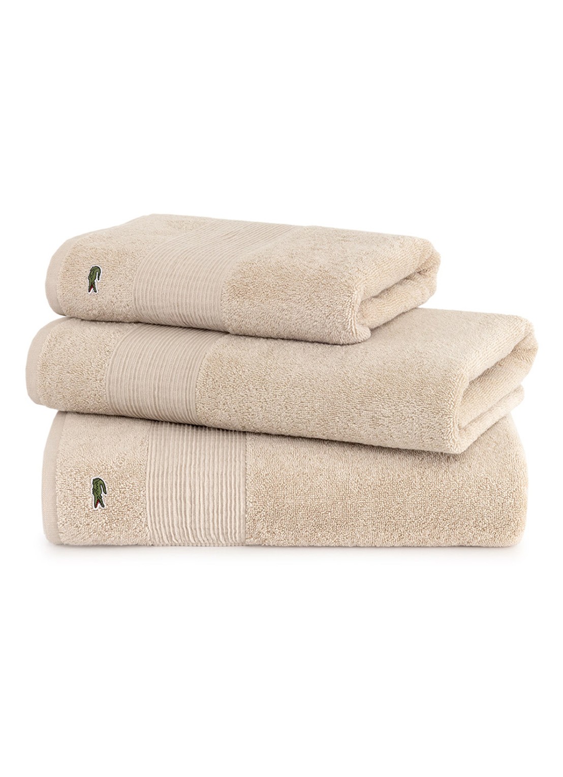 Lacoste L Lecroco badlaken - 600 gr/m2 -  70 x 140 cm - achterkant 3 creme