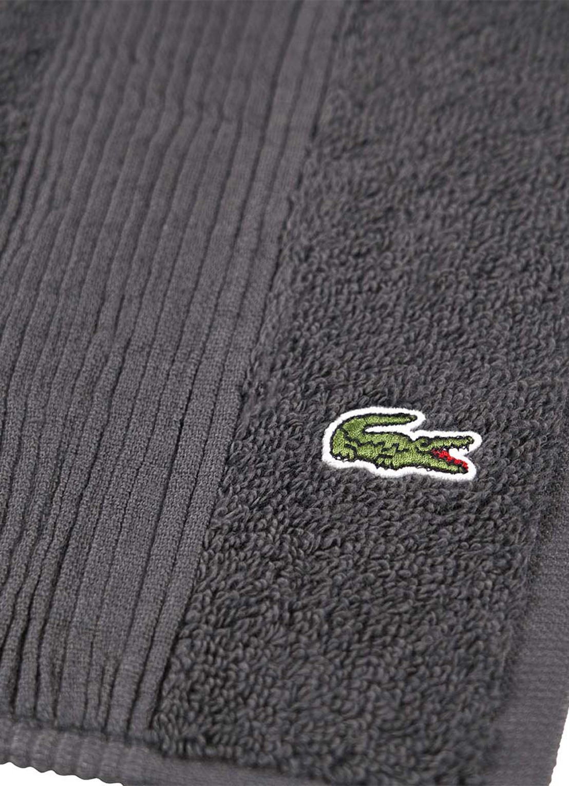 Lacoste L Lecroco badmat 50 x 70 cm - voorkant 2 antraciet