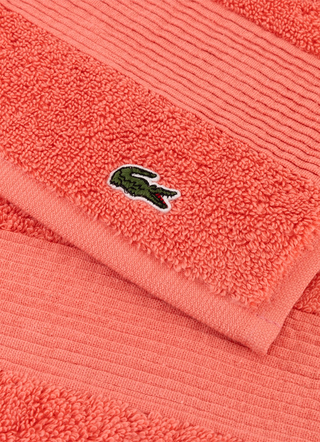 Lacoste L Lecroco badmat 50 x 70 cm - voorkant 2 koraalrood